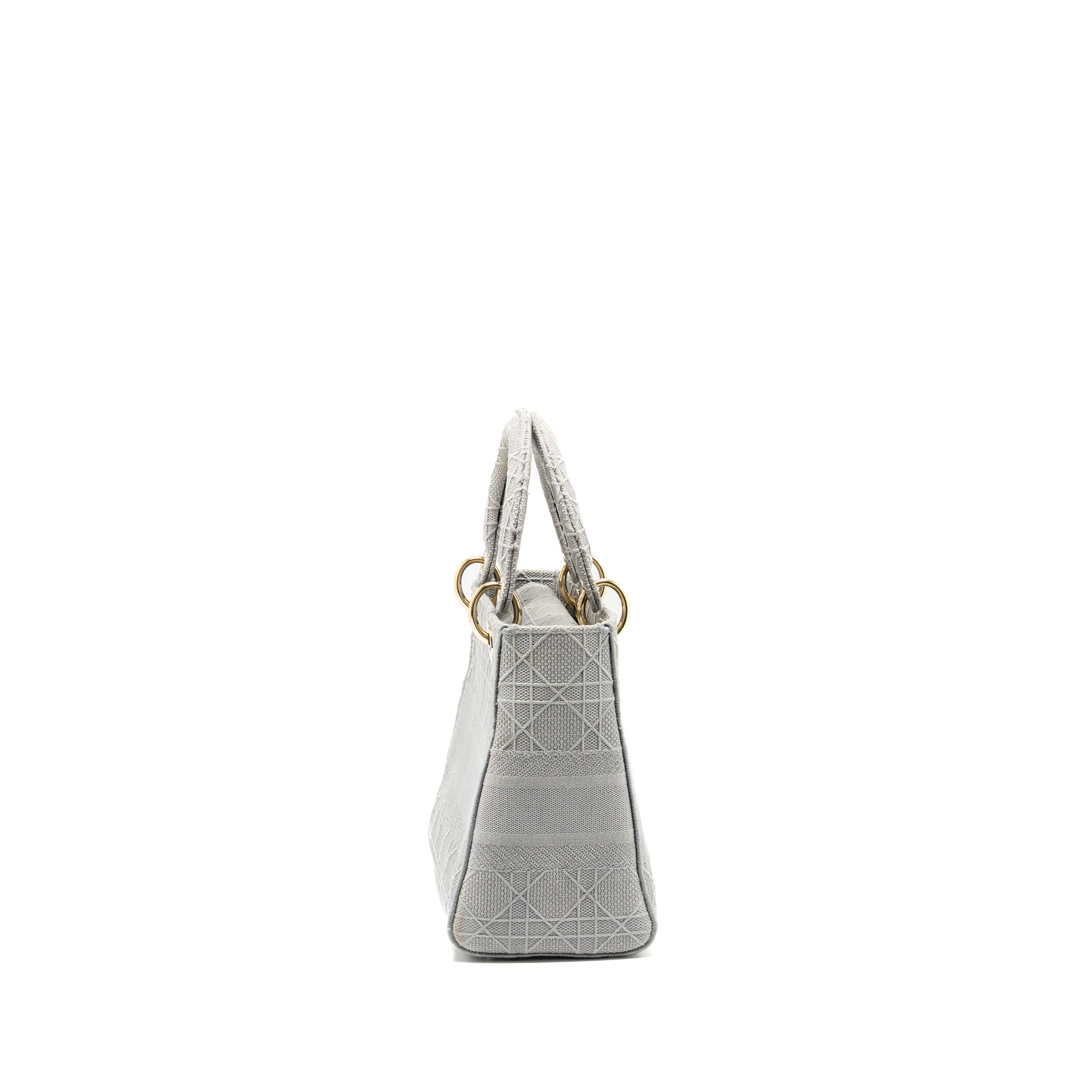 Dior Medium Lady D-Lite Bag Cannage Embroidery Grey LGHW - Image 4