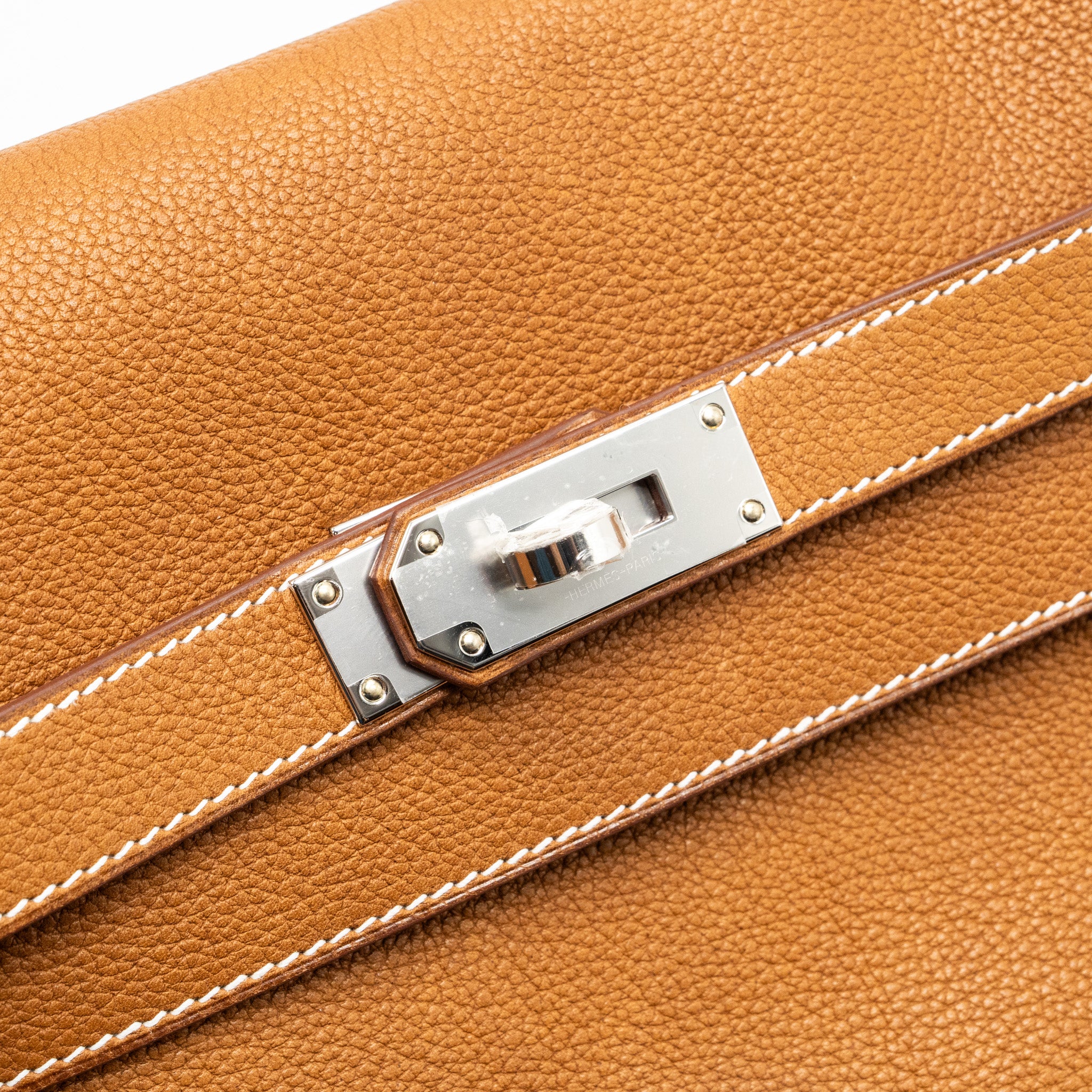 Hermes Kelly Messanger PM bag Barenia Faubourg leather 34 Fauve SHW Stamp B - Image 9
