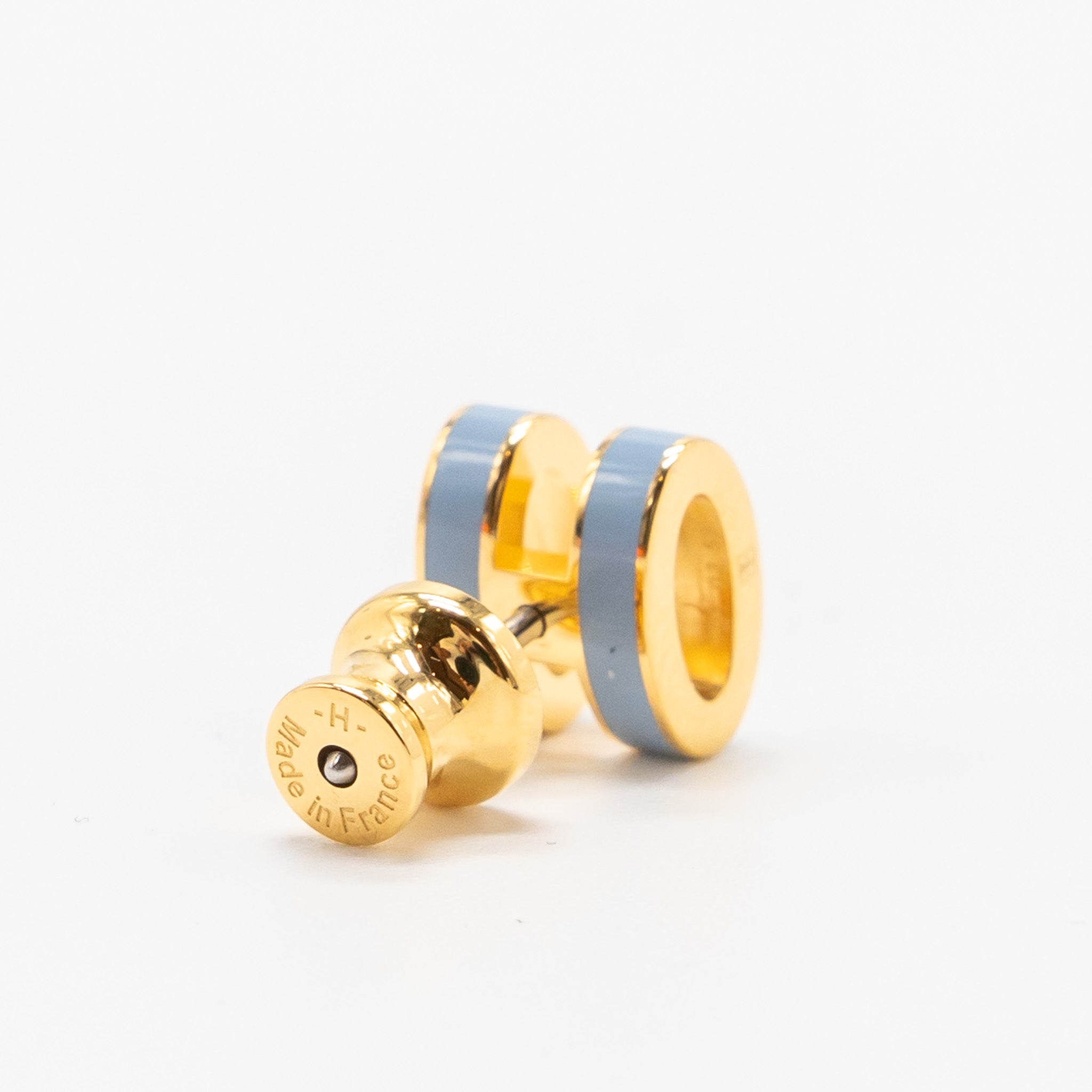 Hermes mini pop H earrings blue Lin GHW - Image 3