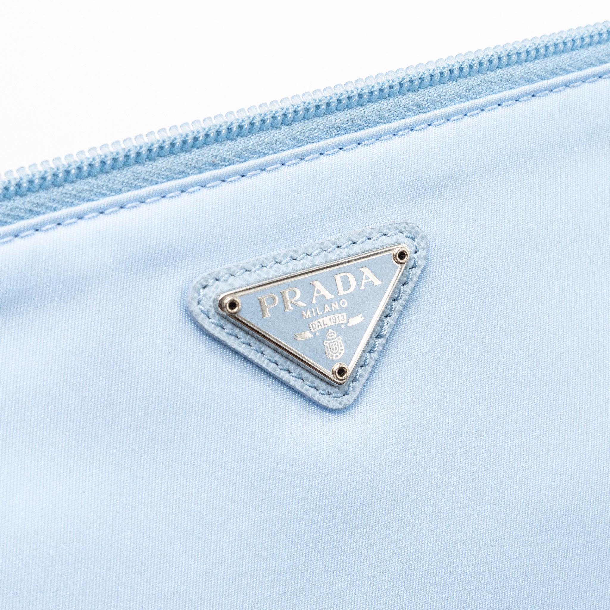 Prada Re-Nylon zip shoulder bag light blue SHW - Image 8