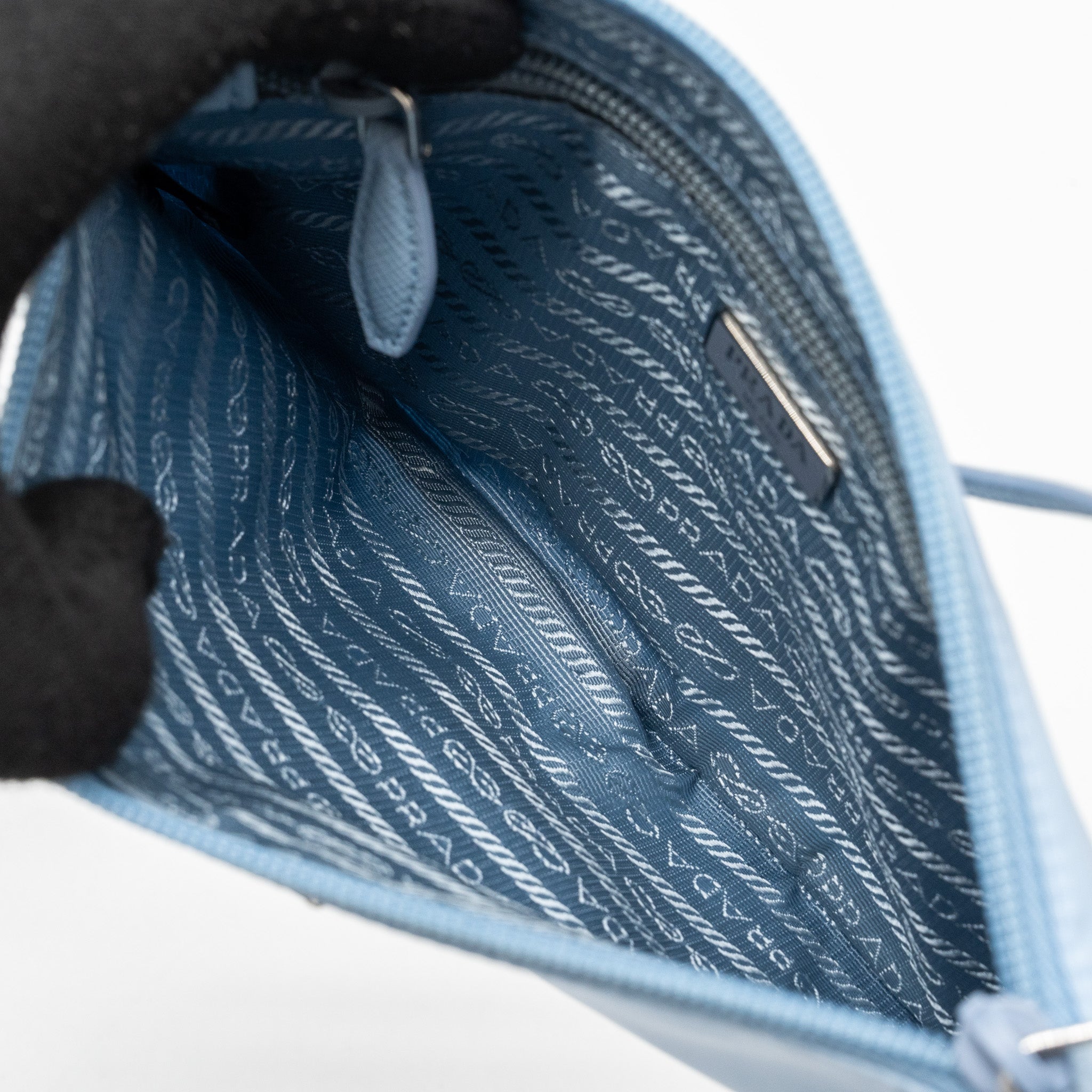 Prada Re-Nylon zip shoulder bag light blue SHW - Image 9