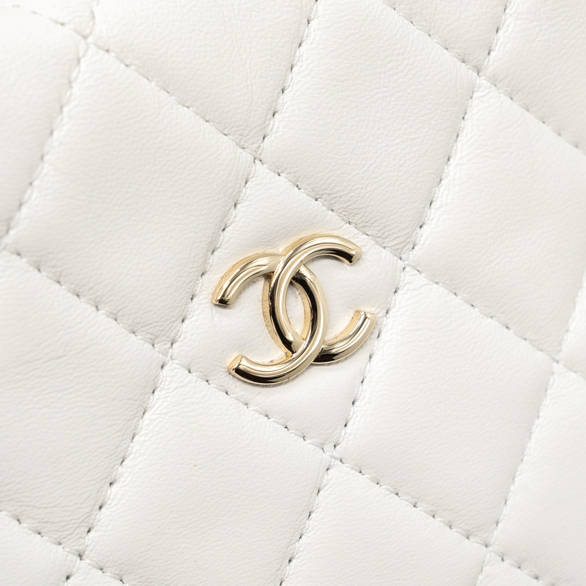 Chanel 23C Round Clutch Lambskin White LGHW (microchip) - Image 13