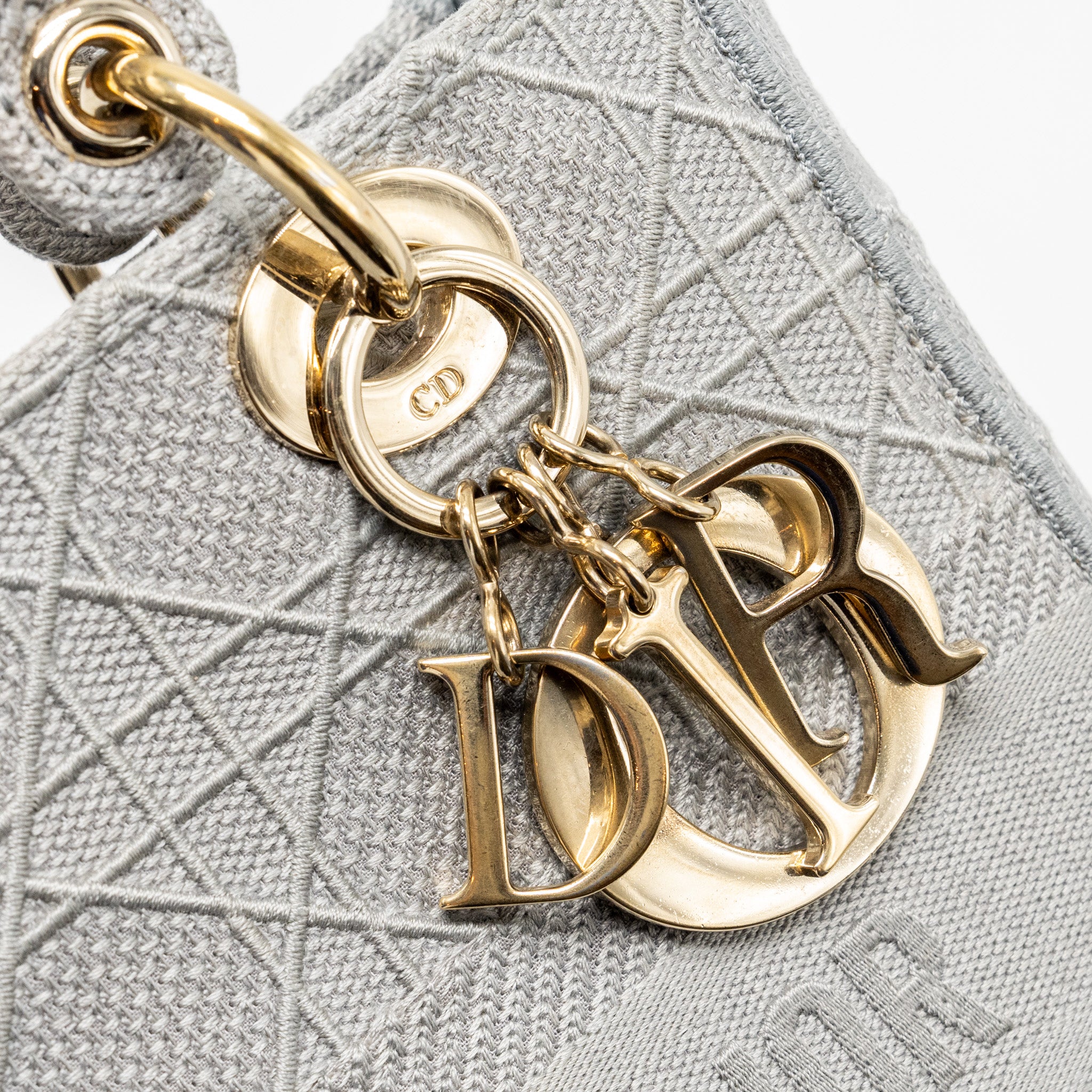 Dior Medium Lady D-Lite Bag Cannage Embroidery Grey LGHW - Image 9