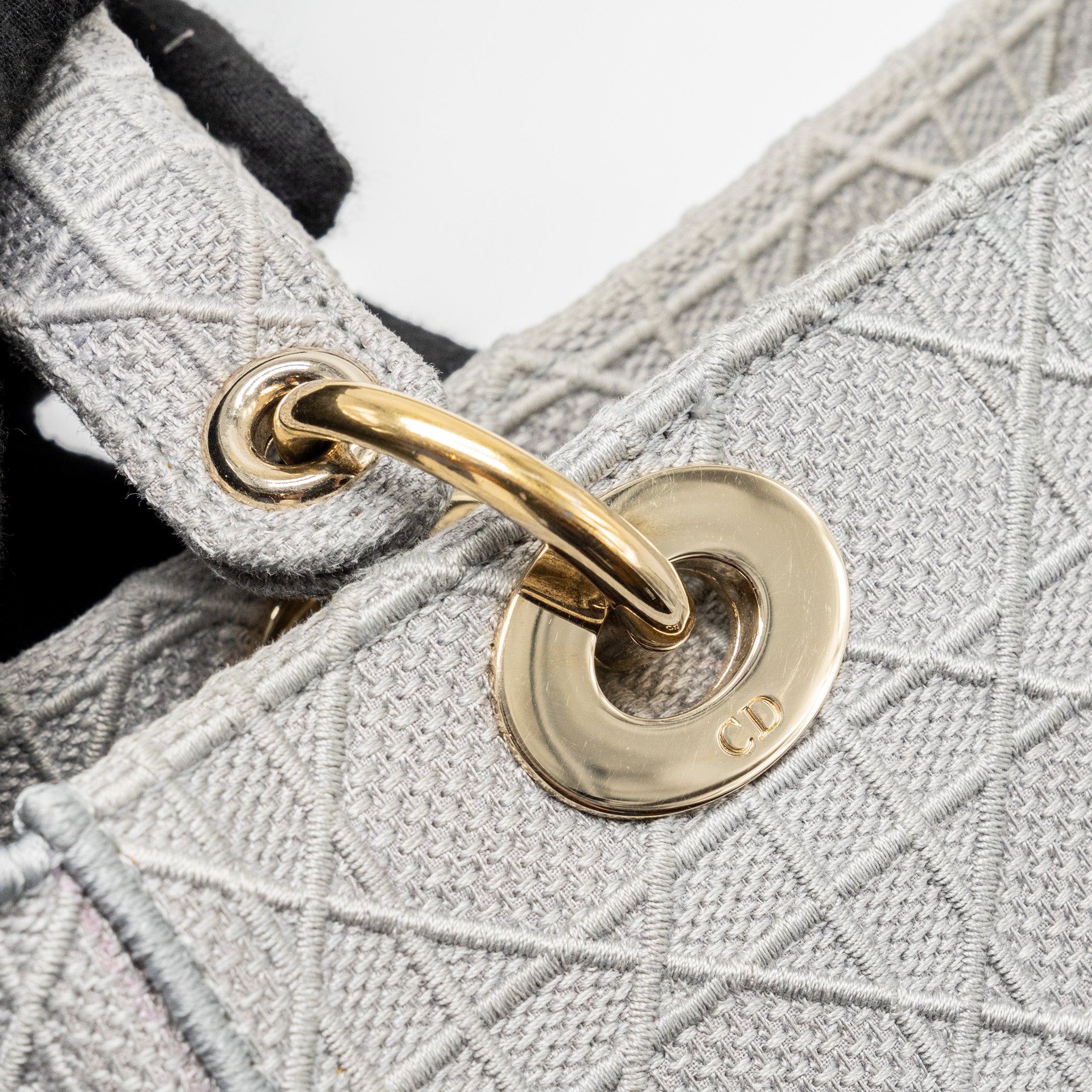 Dior Medium Lady D-Lite Bag Cannage Embroidery Grey LGHW - Image 11