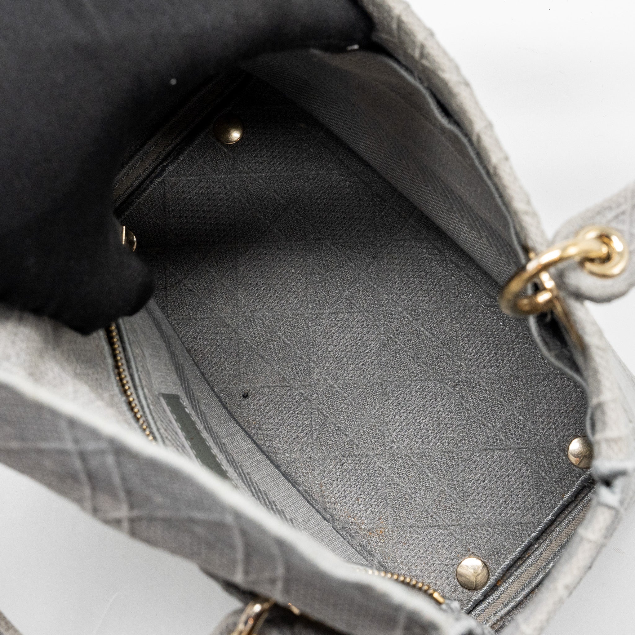 Dior Medium Lady D-Lite Bag Cannage Embroidery Grey LGHW - Image 12