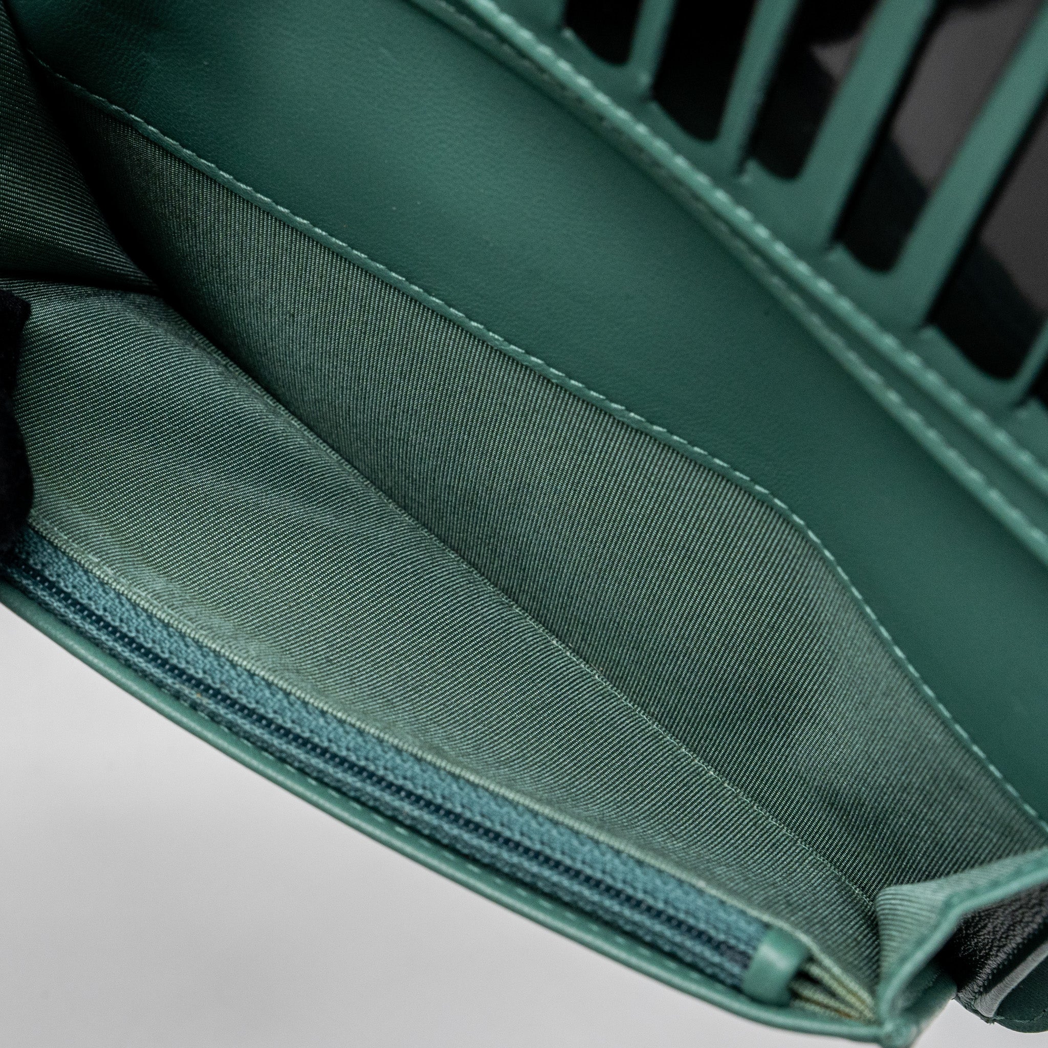 Chanel Long Wallet Lambskin Dark Grey/Green in Green Hardware - Image 10