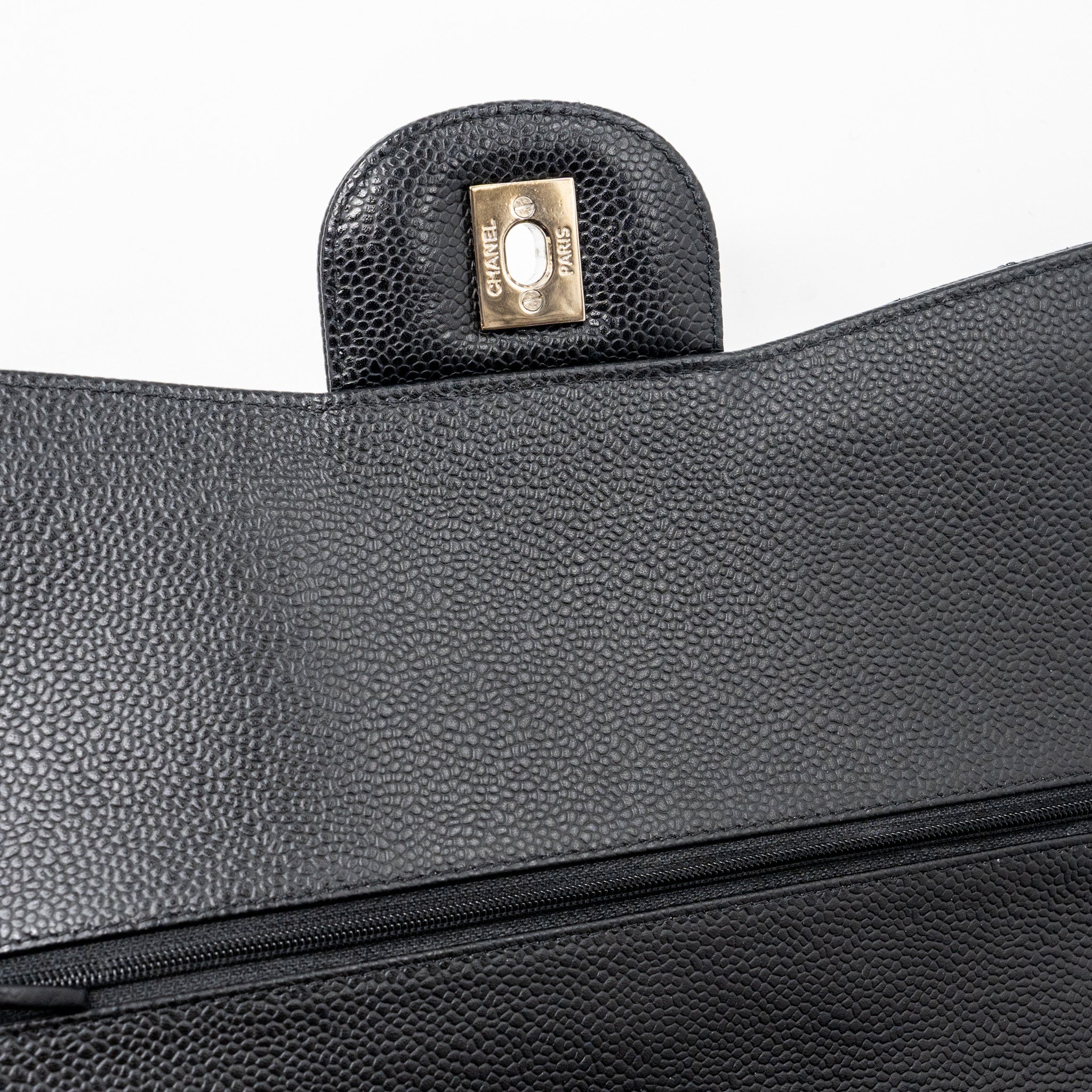 CHANEL JUMBO CLASSIC DOUBLE FLAP Caviar BLACK SHW - Image 10