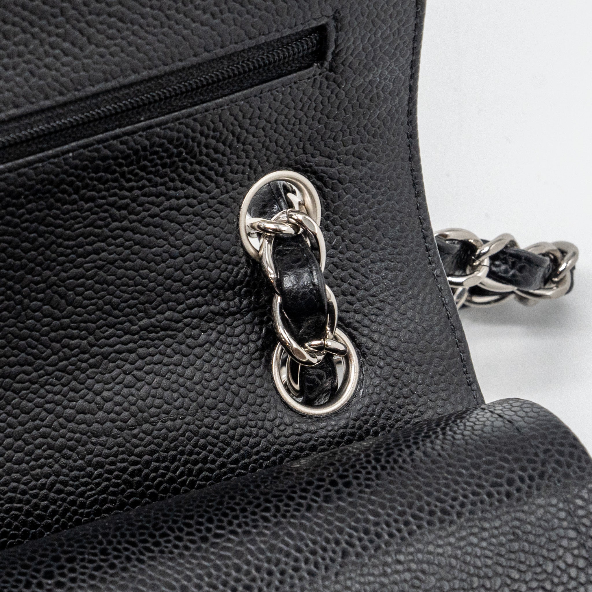 CHANEL JUMBO CLASSIC DOUBLE FLAP Caviar BLACK SHW - Image 11
