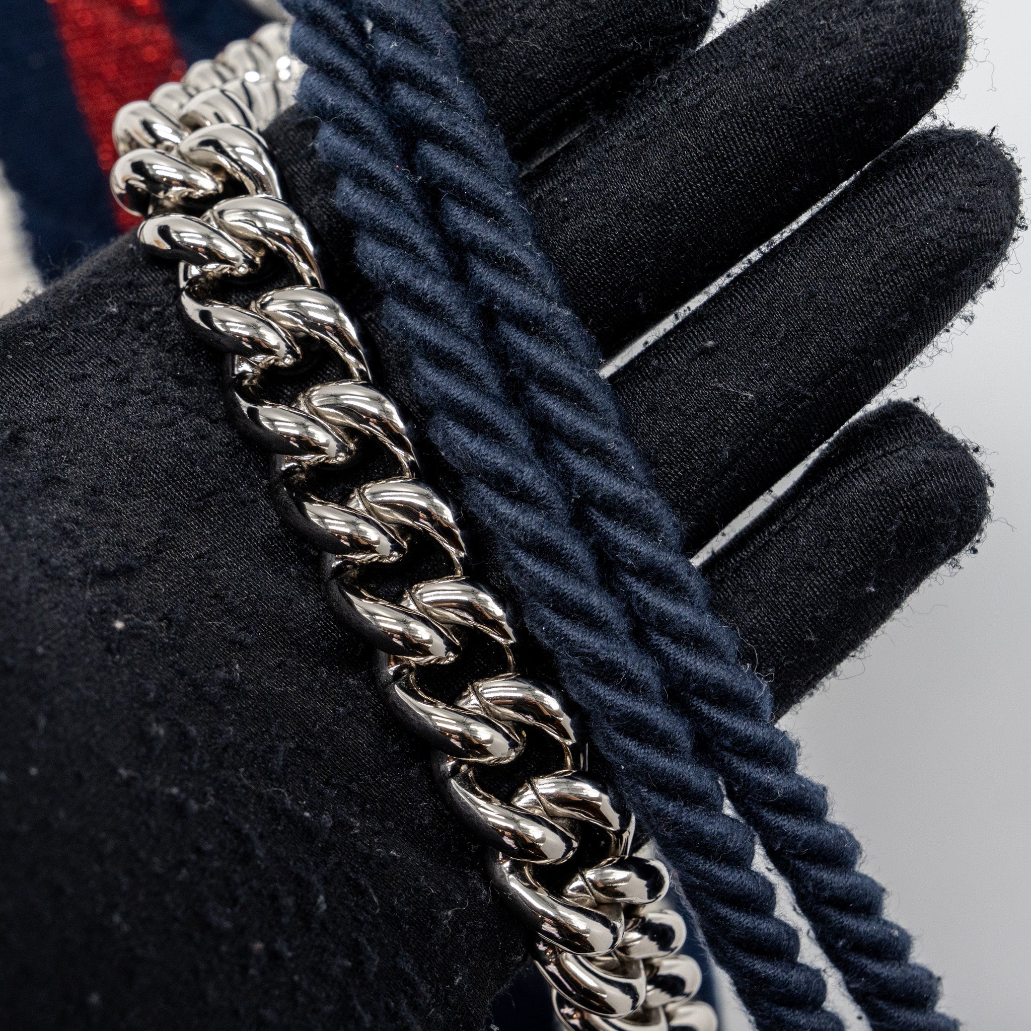 Chanel quilted flap bag fabric multicolour blue / red / white SHW - Image 11