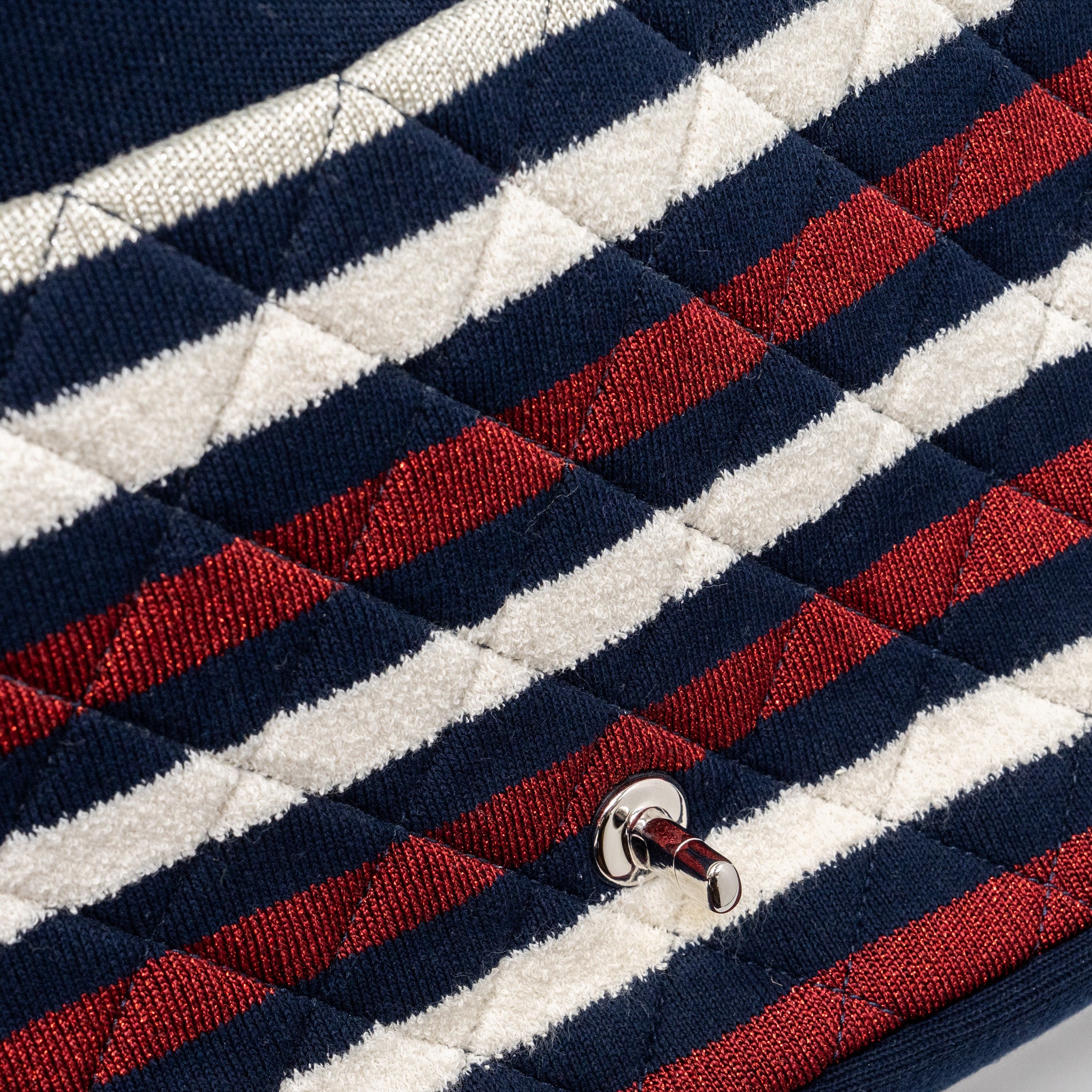 Chanel quilted flap bag fabric multicolour blue / red / white SHW - Image 14