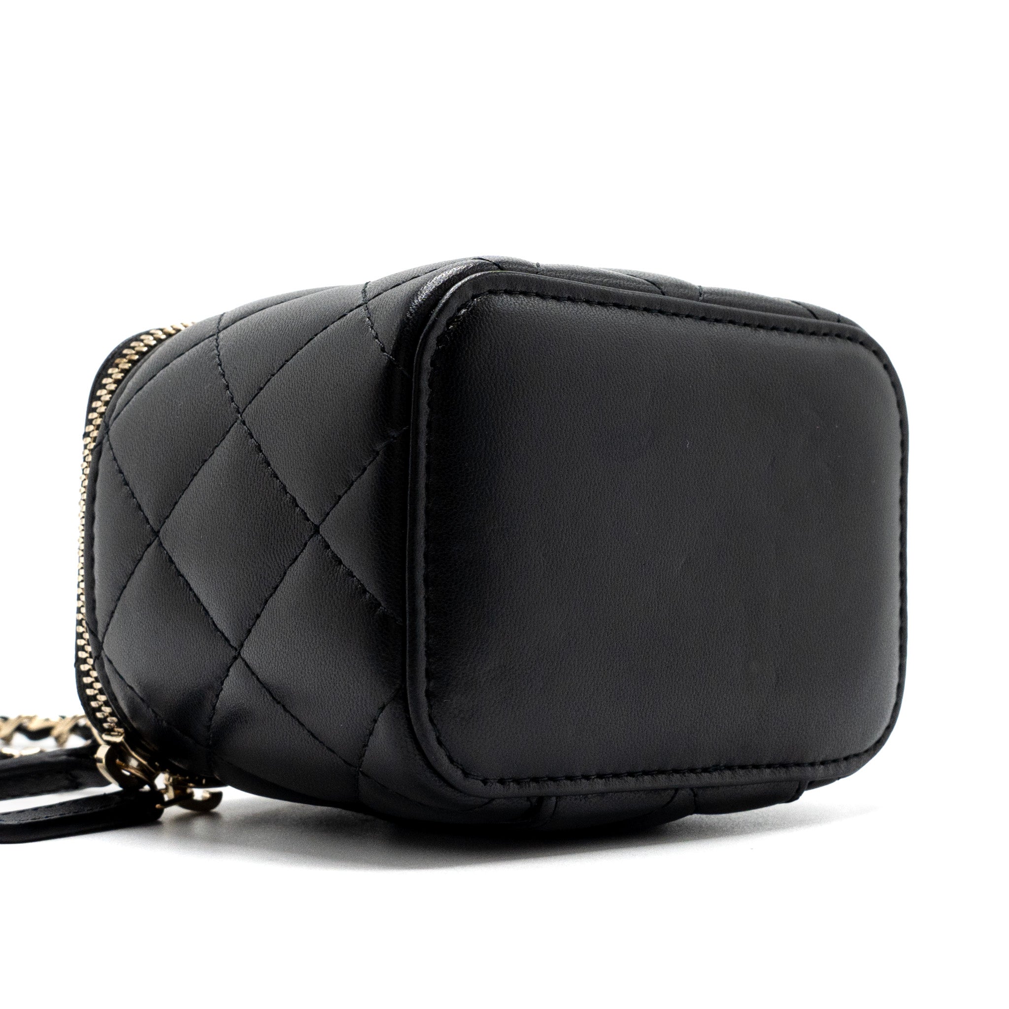 Chanel Top Handle Mini Vanity Case with chains Lambskin Black LGHW - Image 6
