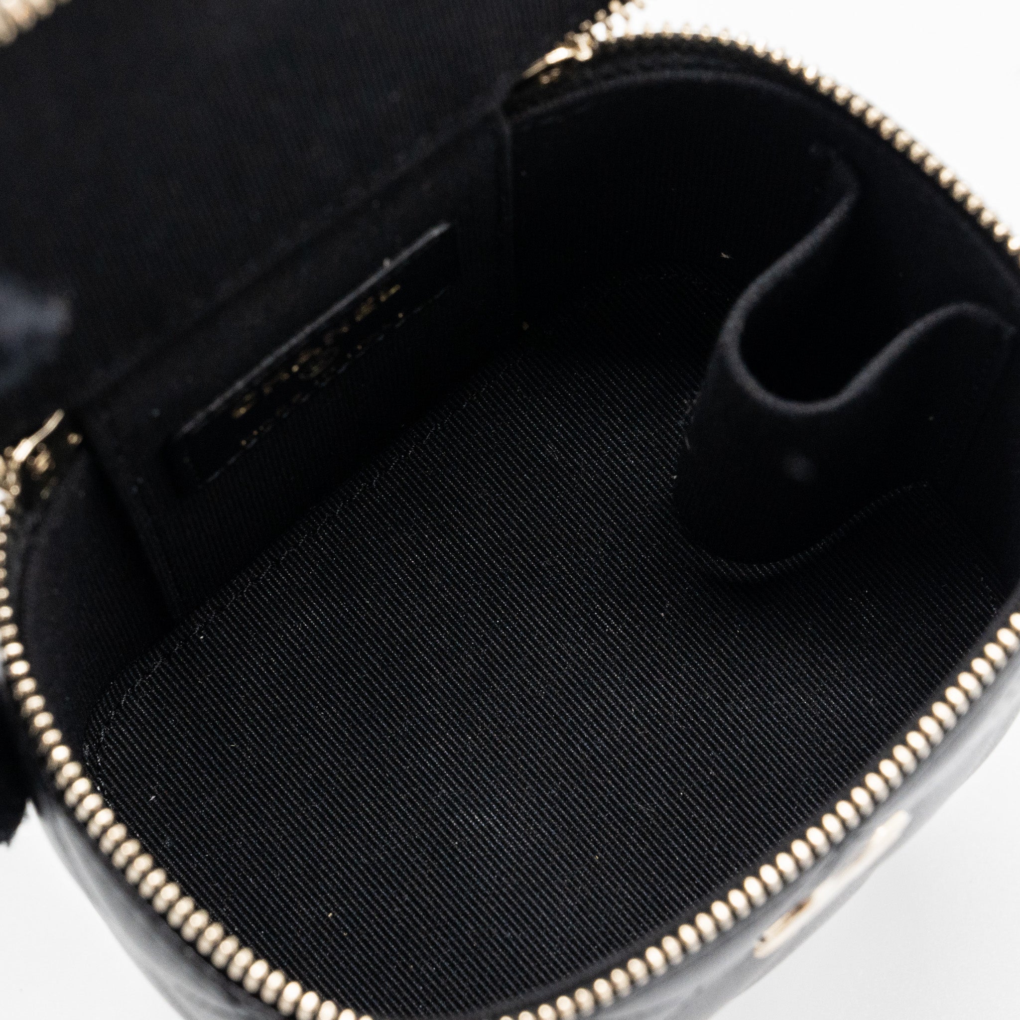 Chanel Top Handle Mini Vanity Case with chains Lambskin Black LGHW - Image 10
