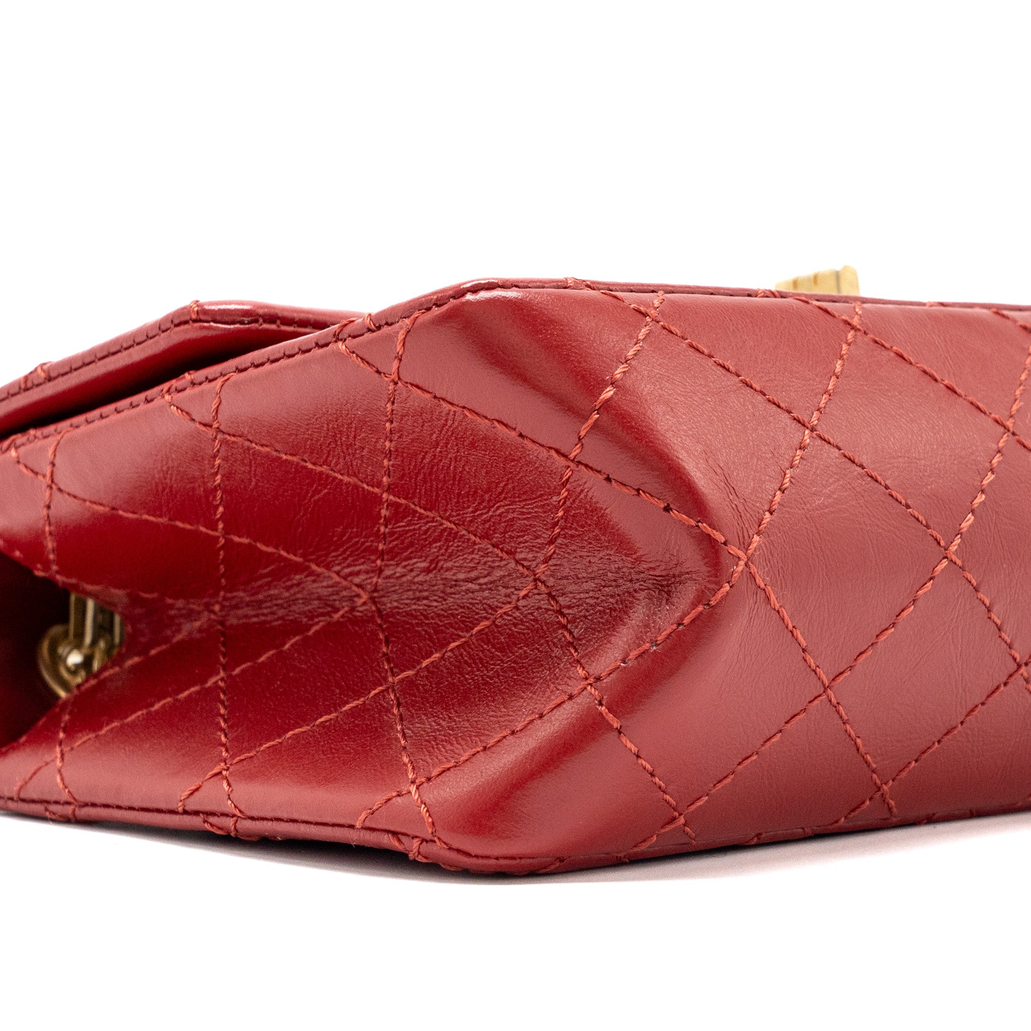 Chanel mini 2.55 Reissue flap bag aged calfskin red GHW - Image 7