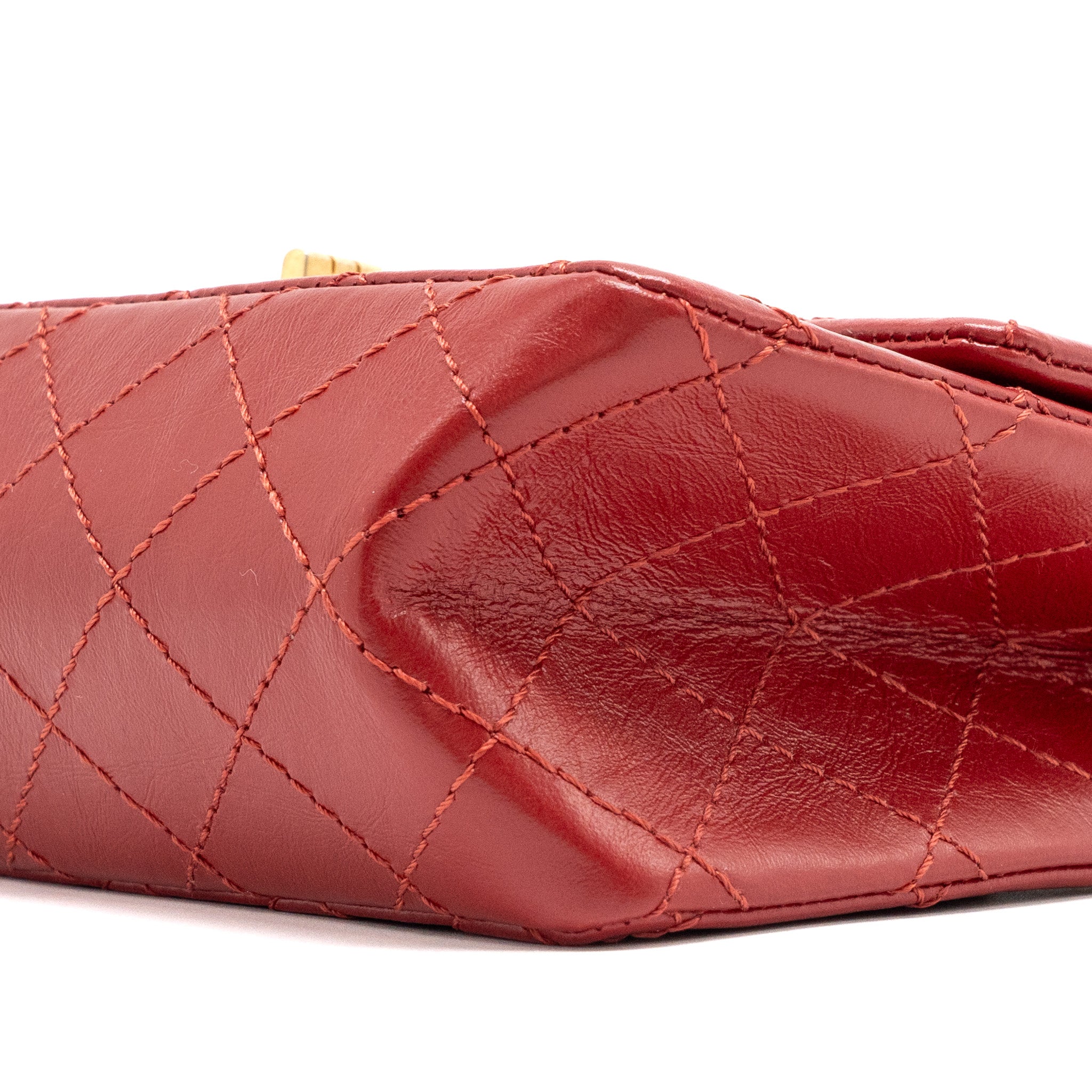 Chanel mini 2.55 Reissue flap bag aged calfskin red GHW - Image 8