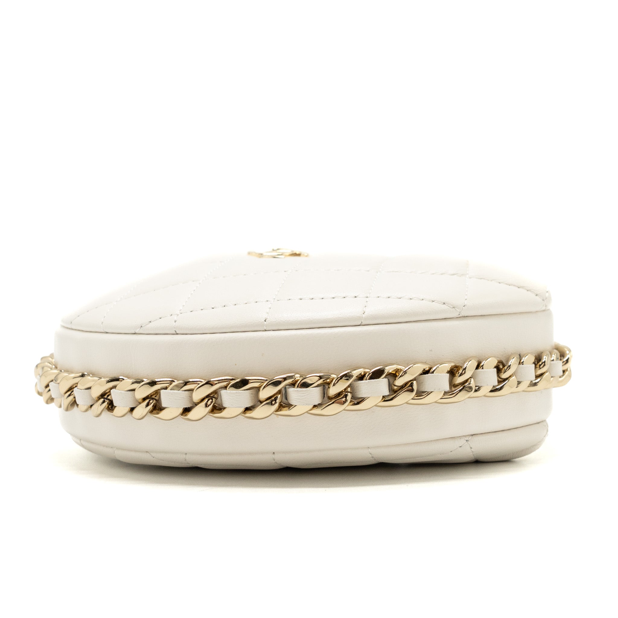 Chanel 23C Round Clutch Lambskin White LGHW (microchip) - Image 8