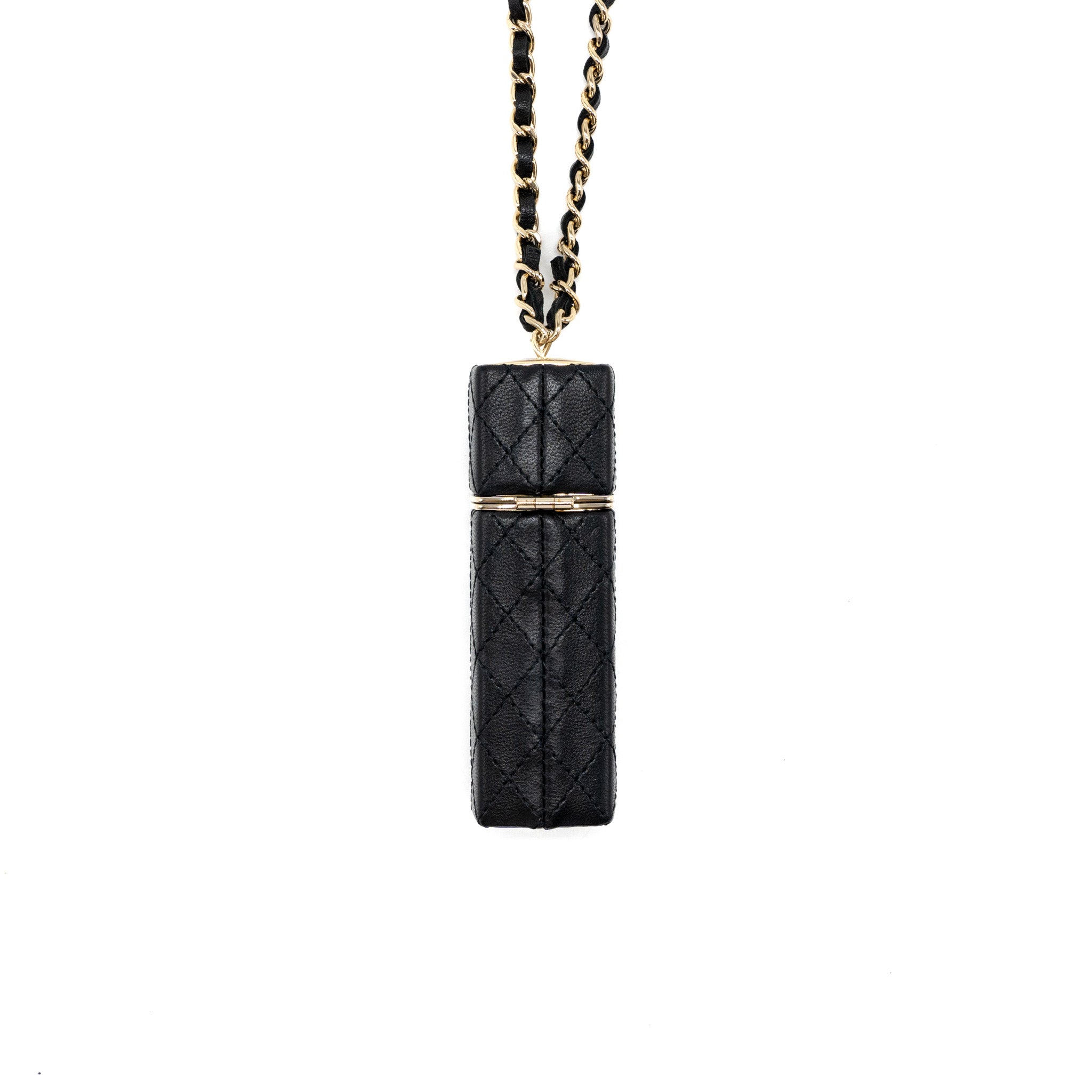 Chanel lipstick case on chain lambskin black LGHW - Image 2