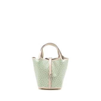 Hermes Picotin 18 Lucky Daisy Lock Bag Swift Nata/Vert/Blanc SHW Stamp U