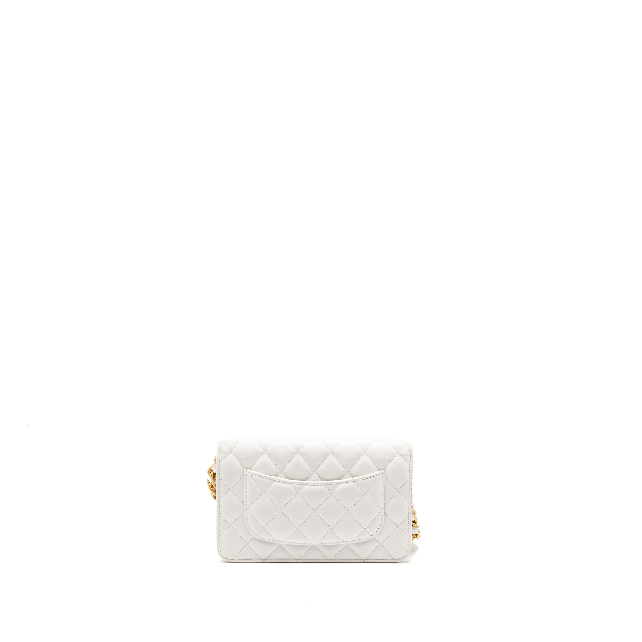 Chanel giant chain classic wallet on chain lambskin white multicolour hardware (Microchip) - Image 2