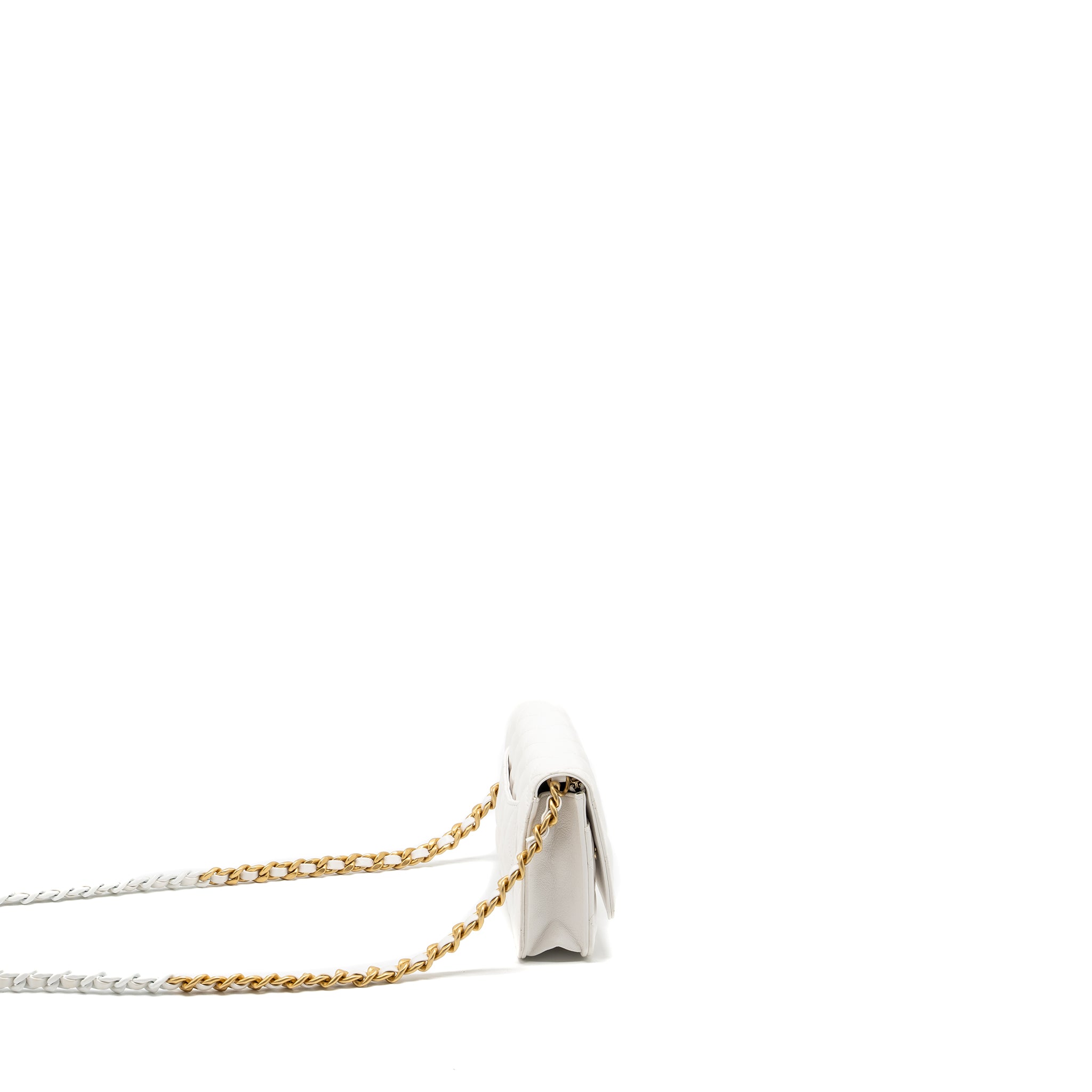 Chanel giant chain classic wallet on chain lambskin white multicolour hardware (Microchip) - Image 3