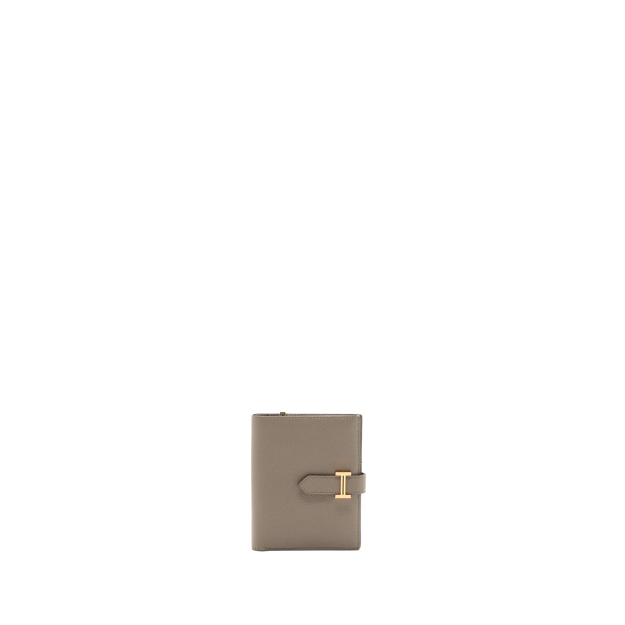 Hermes Bearn Compact Wallet Epsom Gris Asphal GHW Stamp C