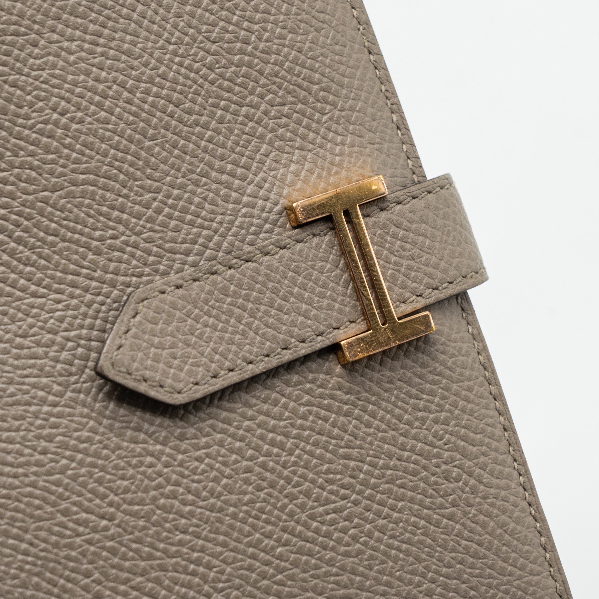 Hermes Bearn Compact Wallet Epsom Gris Asphal GHW Stamp C - Image 8