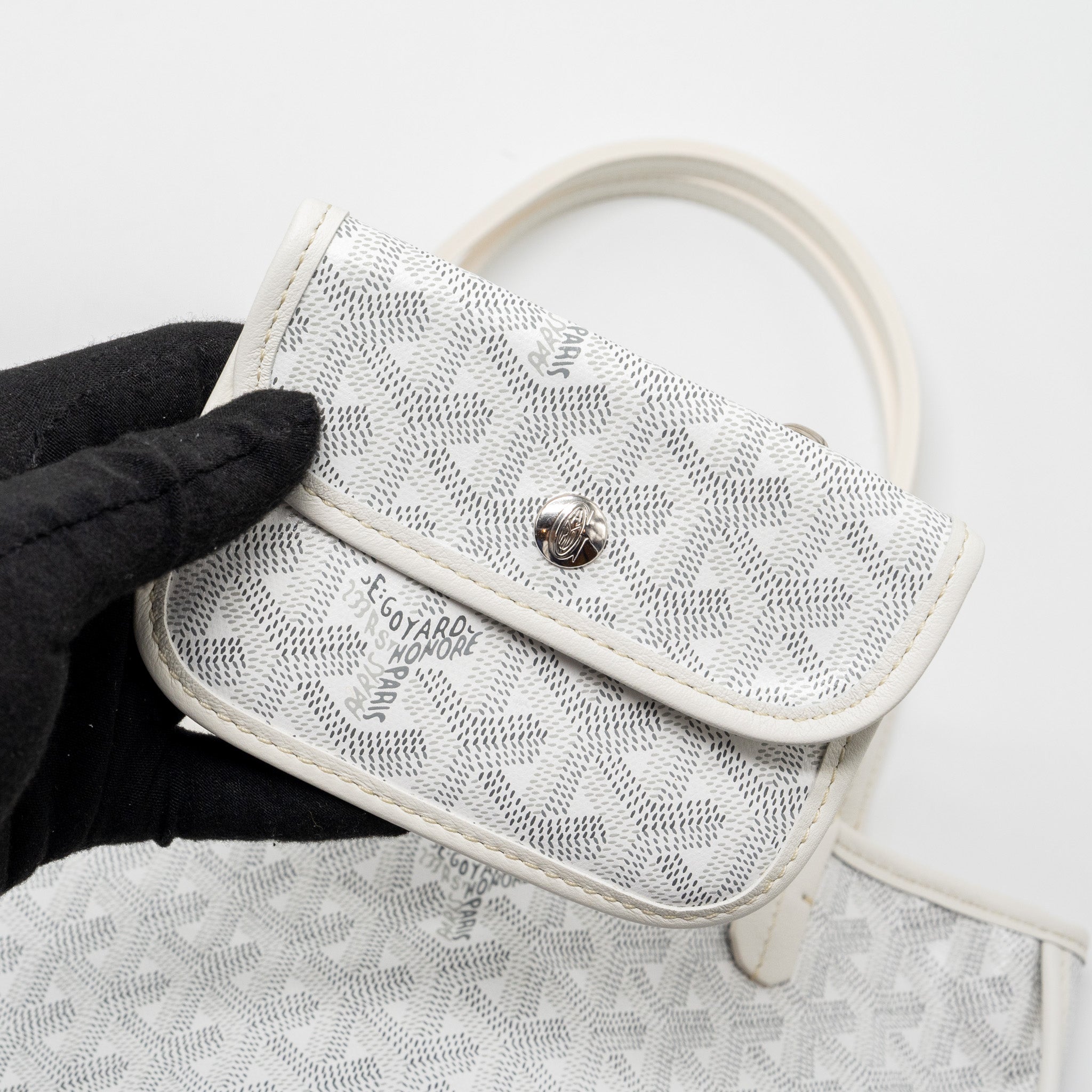 Goyard mini Anjou tote bag goyardine canvas white SHW - Image 12