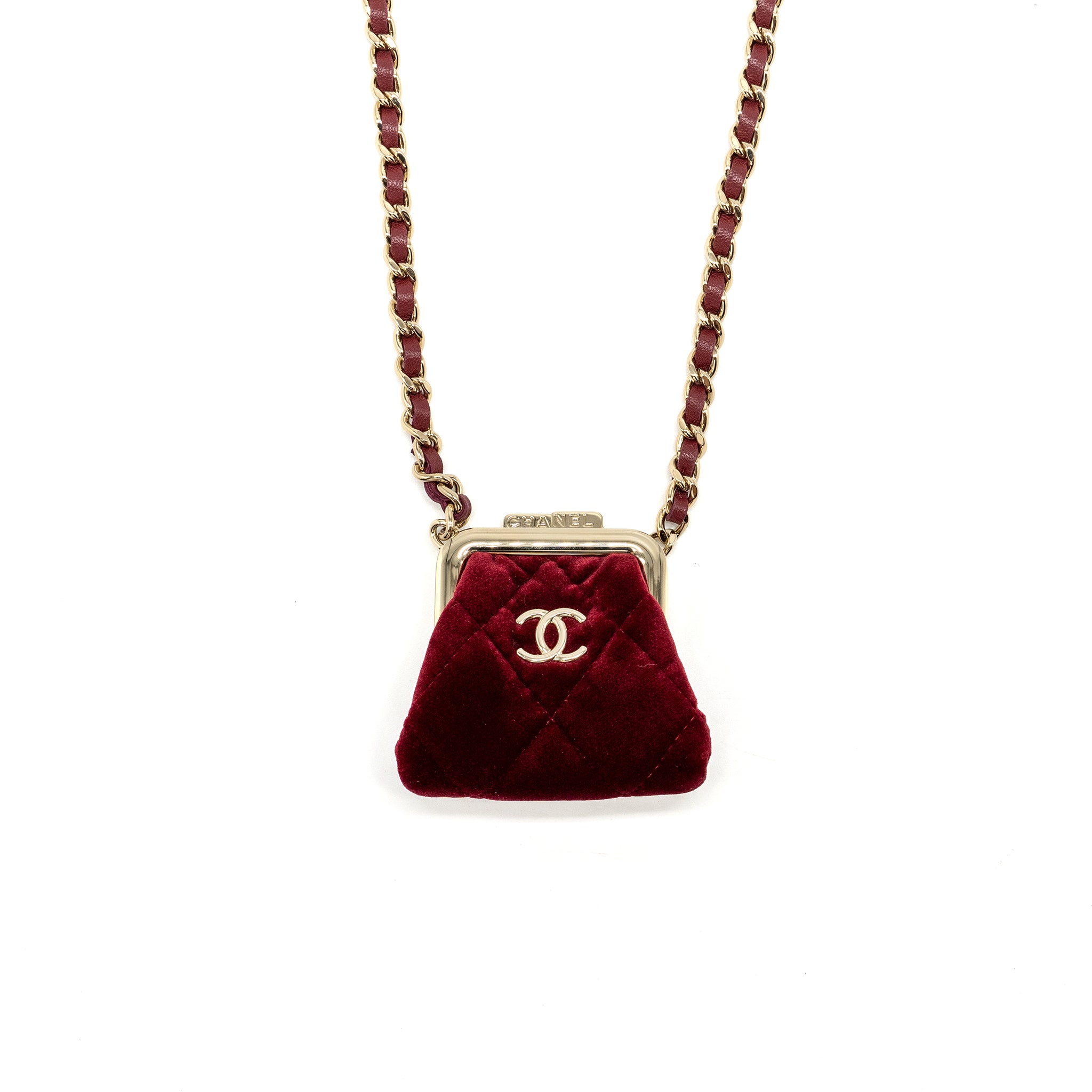 Chanel 22B mini clutch velvet red GHW (Microchip) - Image 2