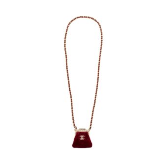 Chanel 22B mini clutch velvet red GHW (Microchip)