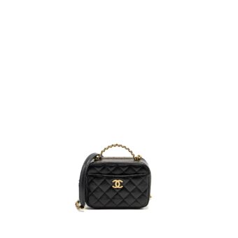CHANEL 22s Letter Top Handle Small Vanity Case Caviar Black Brushed GHW (Microchip)