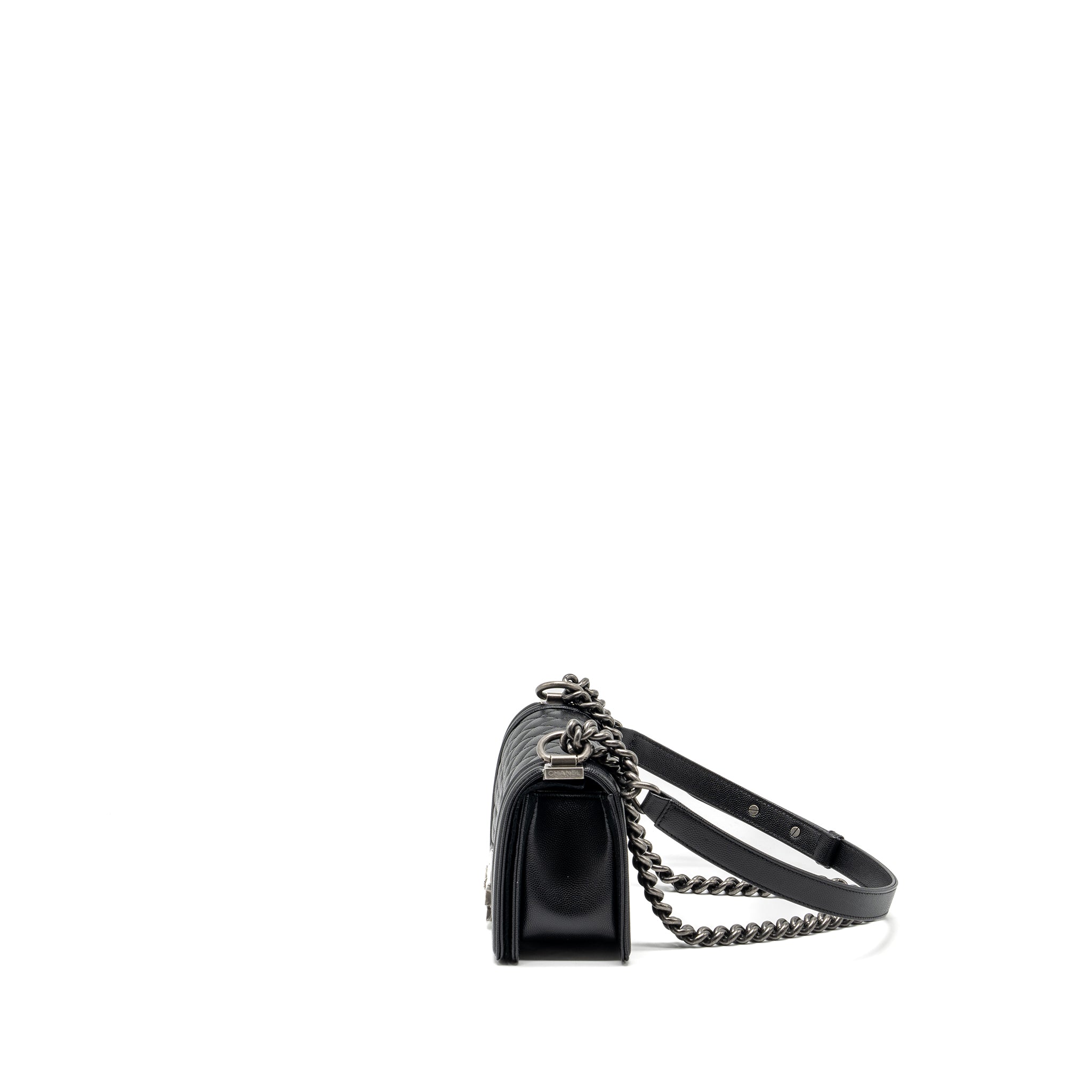 Chanel Small Boy Bag Caviar black Ruthenium Hardware (microchip) - Image 4