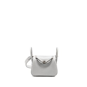 Hermes Mini Lindy Clemence Blue Pale SHW Stamp U