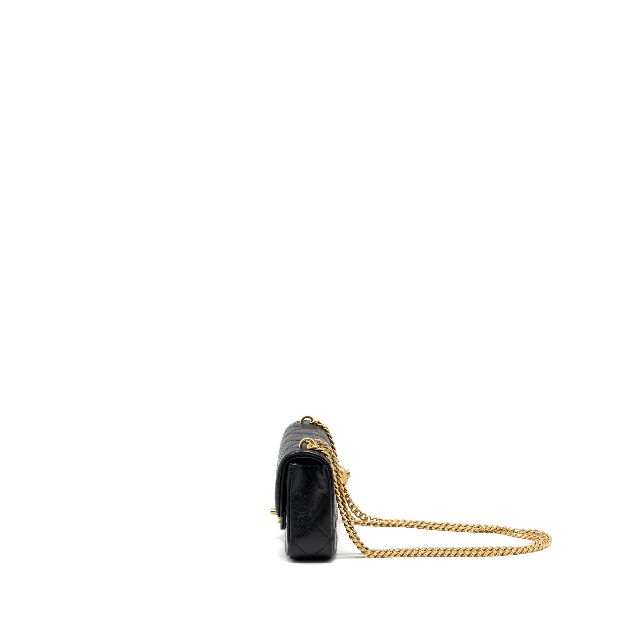 Chanel 24p Coco Love Mini Flap Bag Adjustable Chain Caviar Black GHW(Microchip) - Image 4