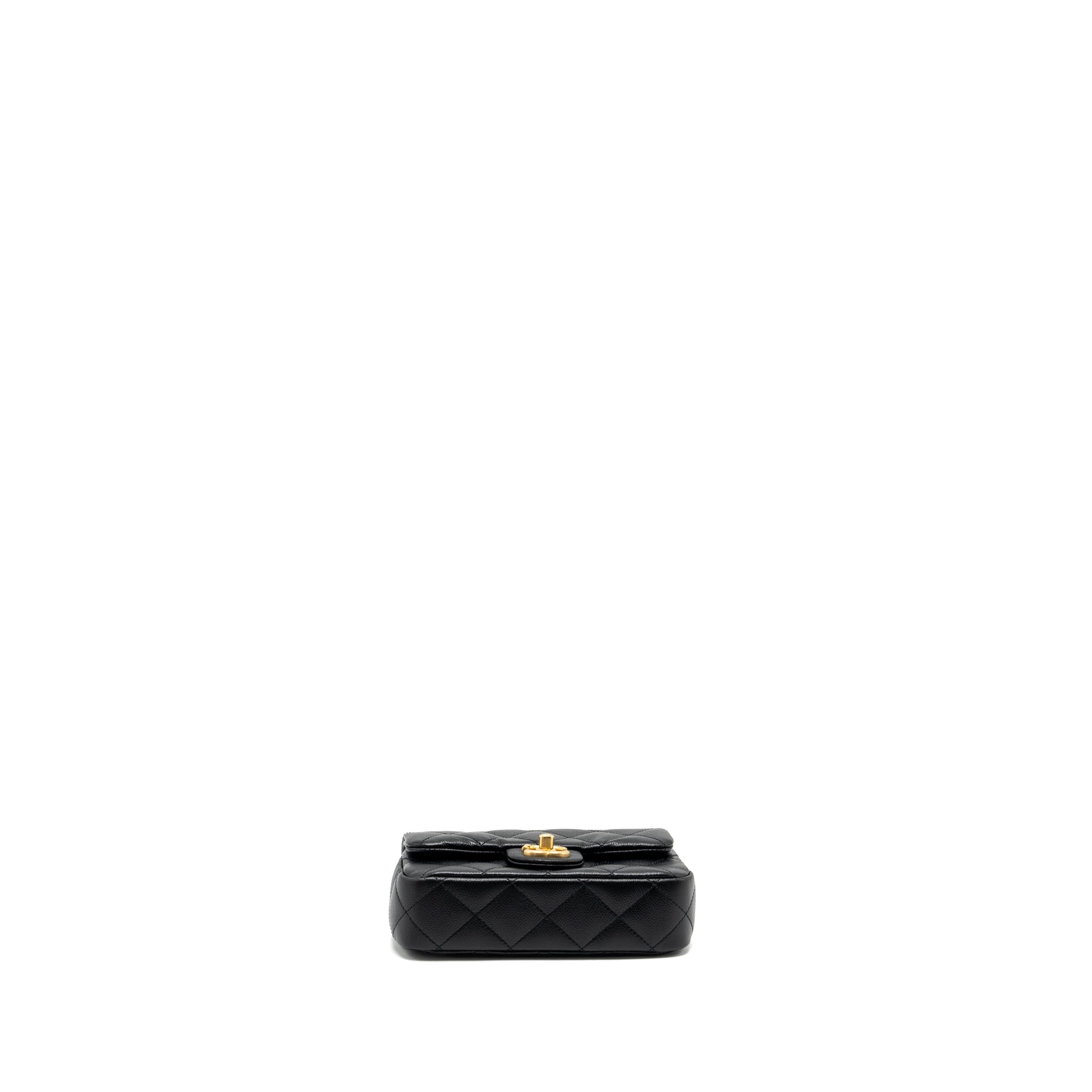 Chanel 24p Coco Love Mini Flap Bag Adjustable Chain Caviar Black GHW(Microchip) - Image 5