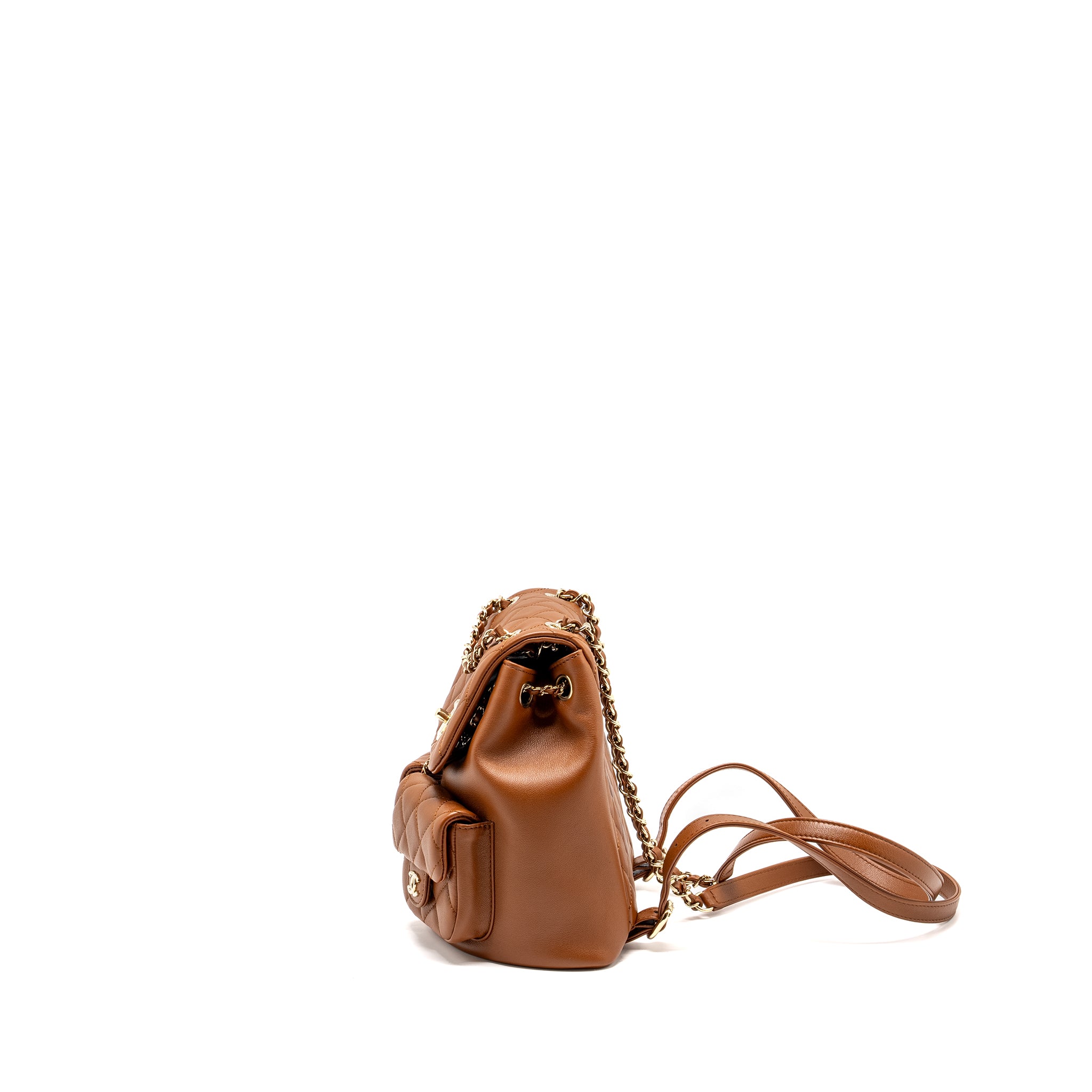 Chanel 23a Triple Pack Backpack Calfskin Caramel LGHW (microchip) - Image 4