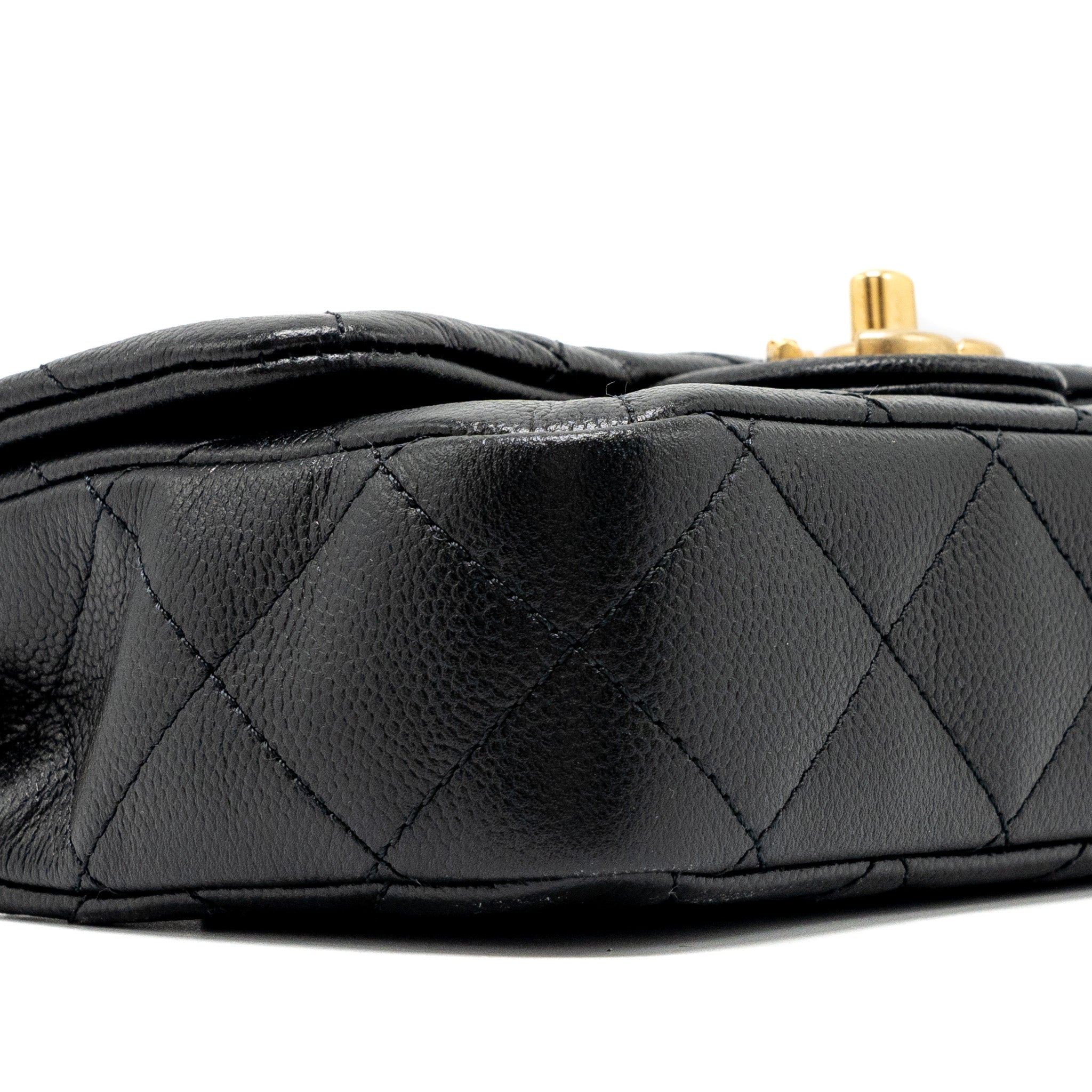 Chanel 24p Coco Love Mini Flap Bag Adjustable Chain Caviar Black GHW(Microchip) - Image 12
