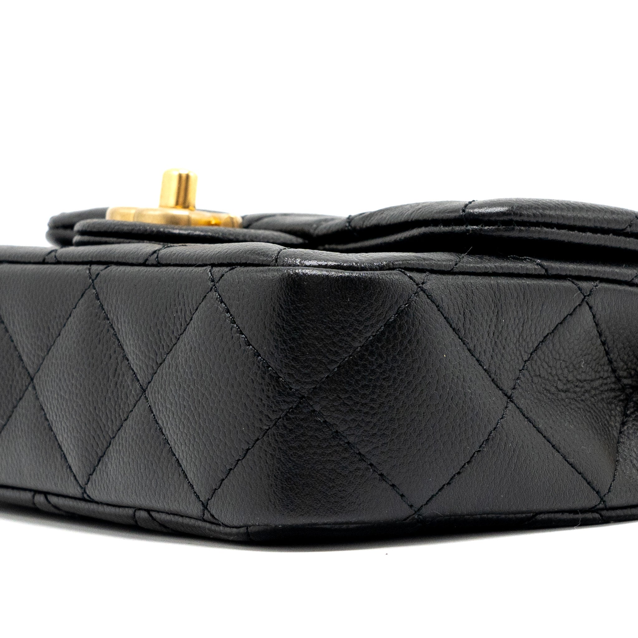Chanel 24p Coco Love Mini Flap Bag Adjustable Chain Caviar Black GHW(Microchip) - Image 13