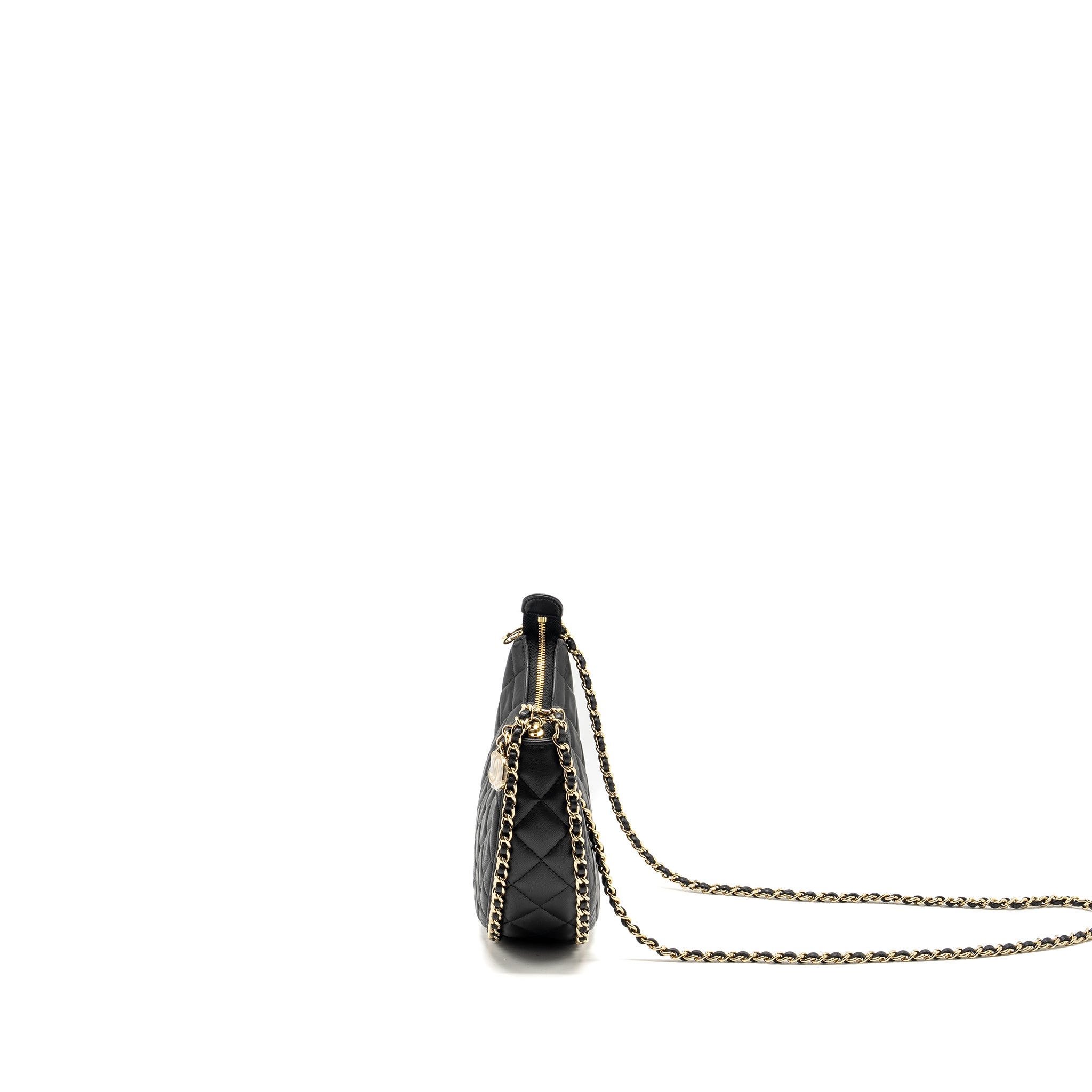 Chanel Small moon Hobo Bag Lambskin Black LGHW (Microchip) - Image 4