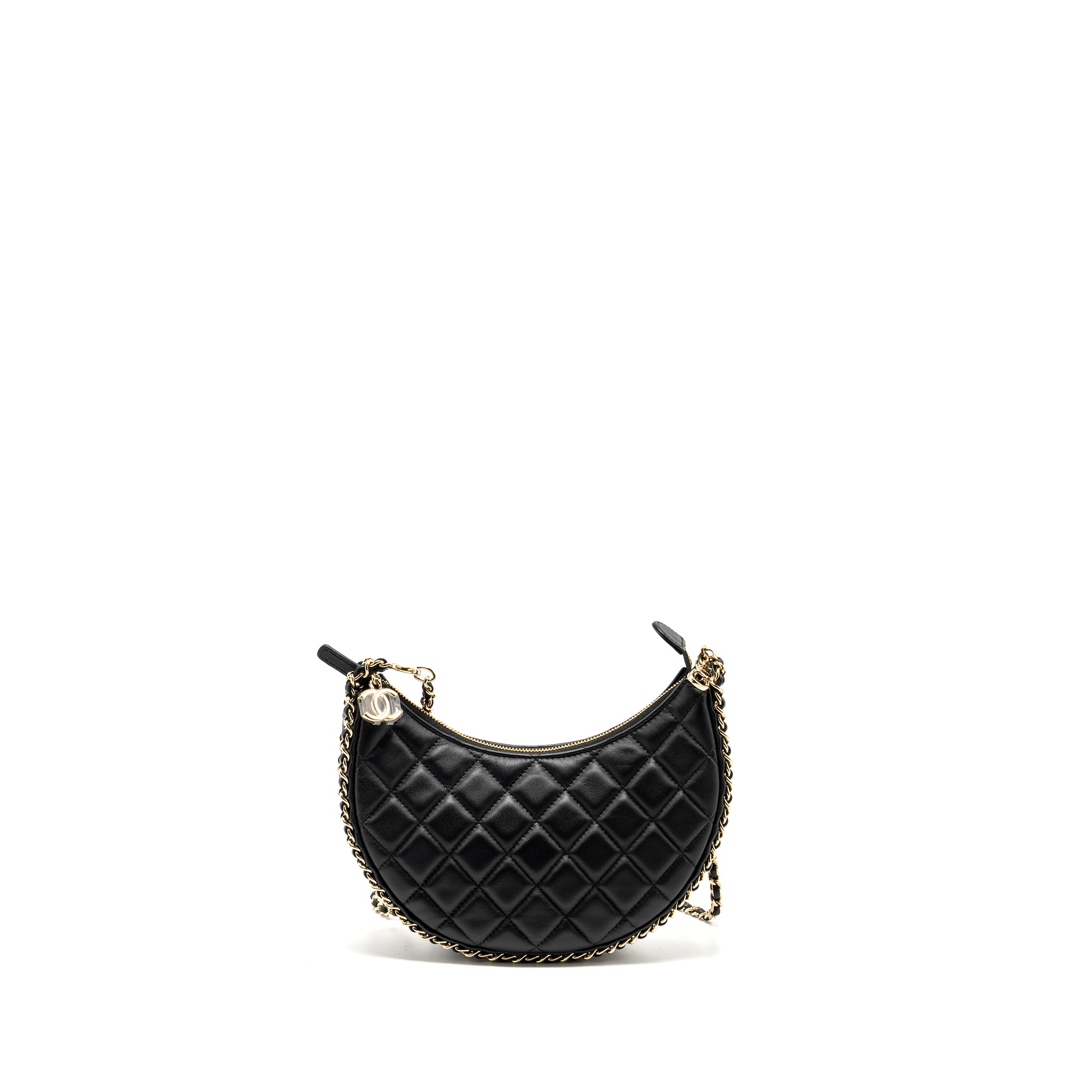 Chanel Small moon Hobo Bag Lambskin Black LGHW (Microchip) - Image 2