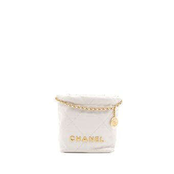 Chanel Mini 22 bag shiny calfskin white GHW (microchip)