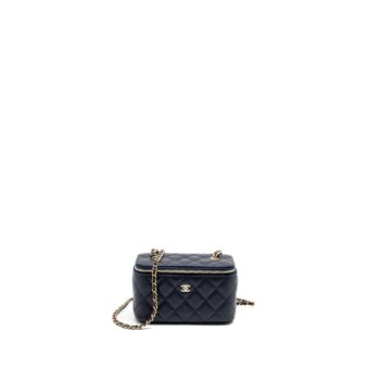 Chanel 23c long vanity case caviar navy LGHW (microchip)