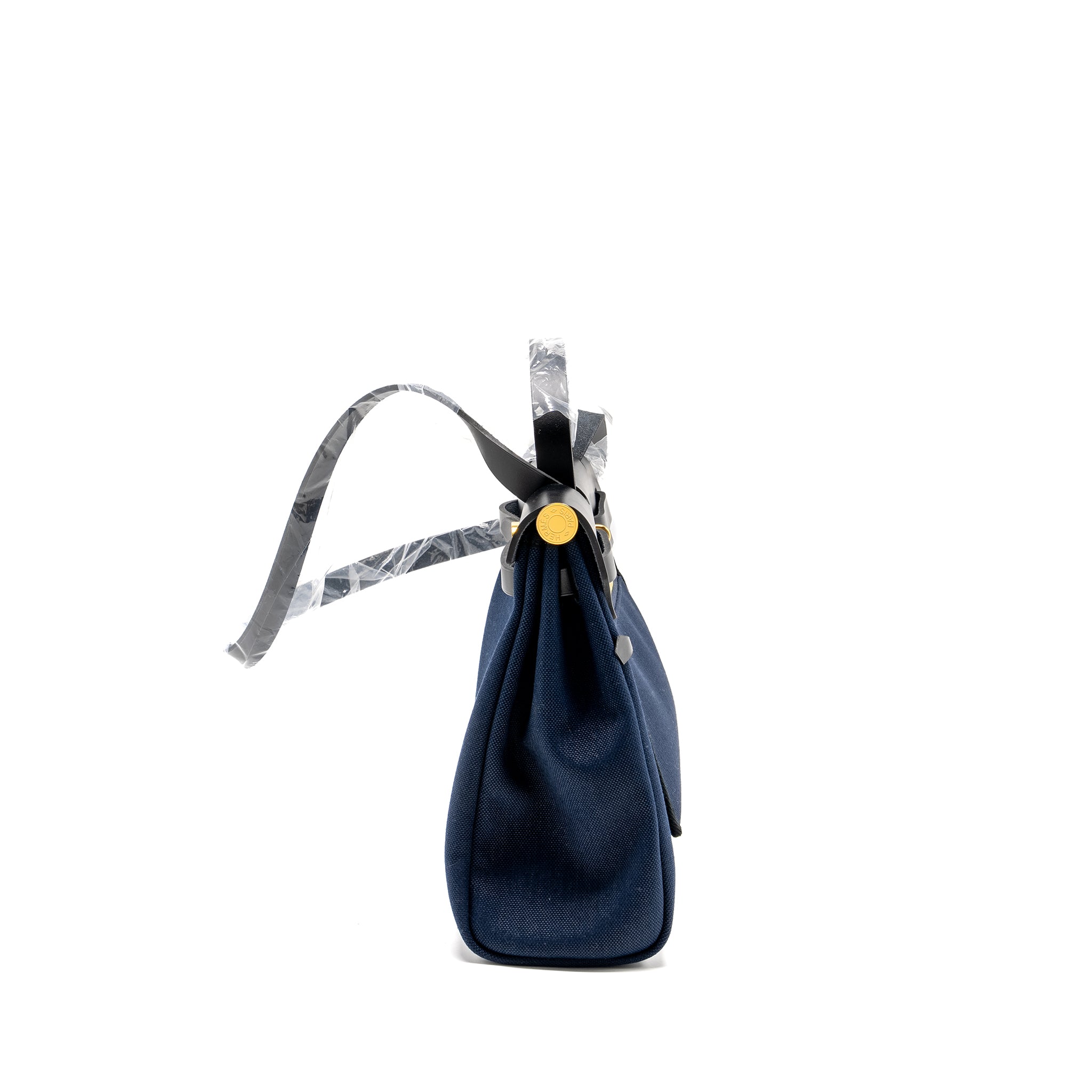 Hermes Herbag 31 zip bag canvas / Leather blue marine / black GHW stamp U - Image 3