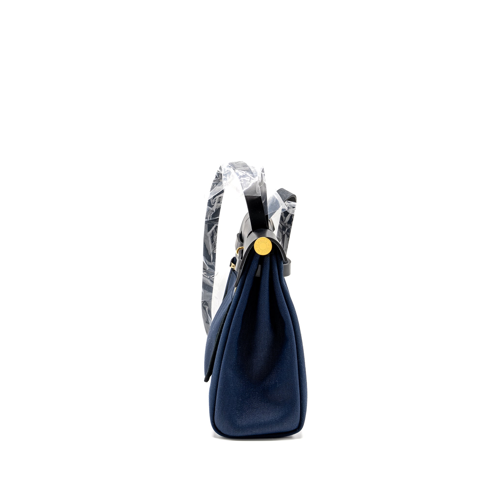 Hermes Herbag 31 zip bag canvas / Leather blue marine / black GHW stamp U - Image 4