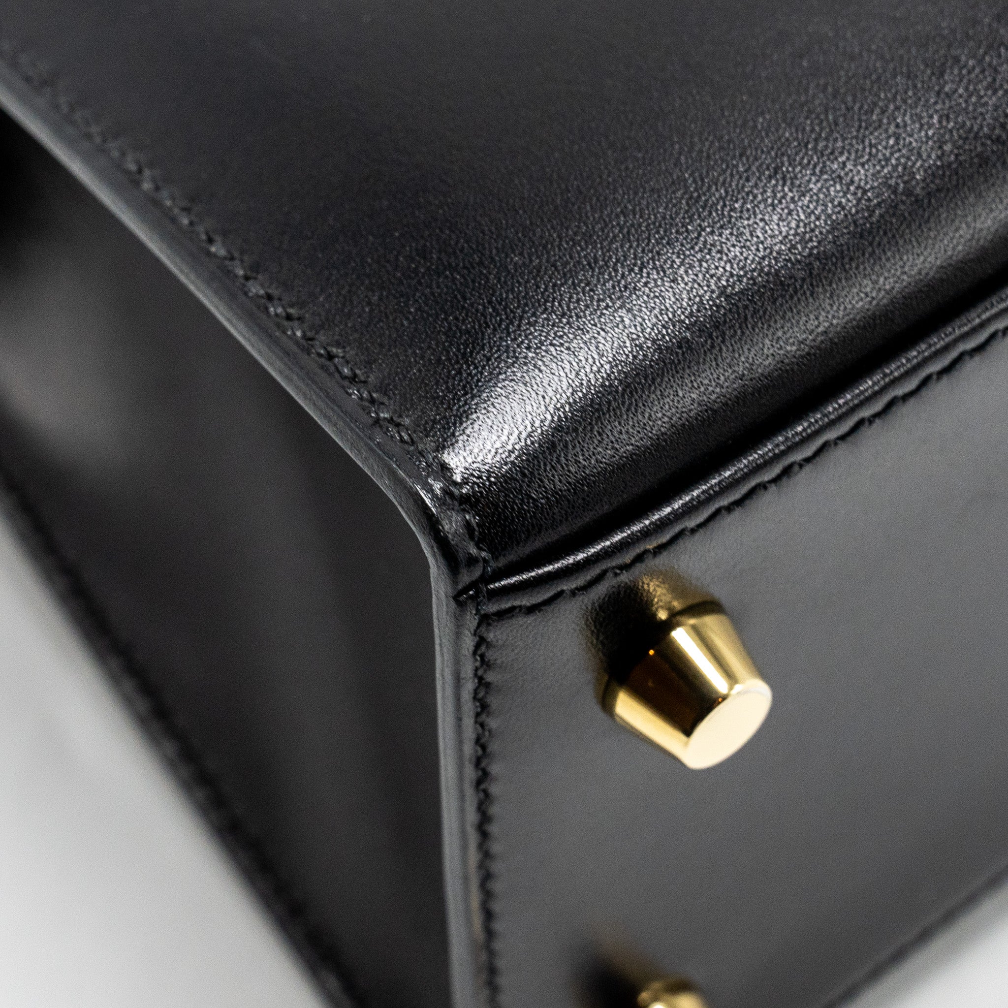 Hermes Kelly 25 Box Black GHW Stamp D - Image 11