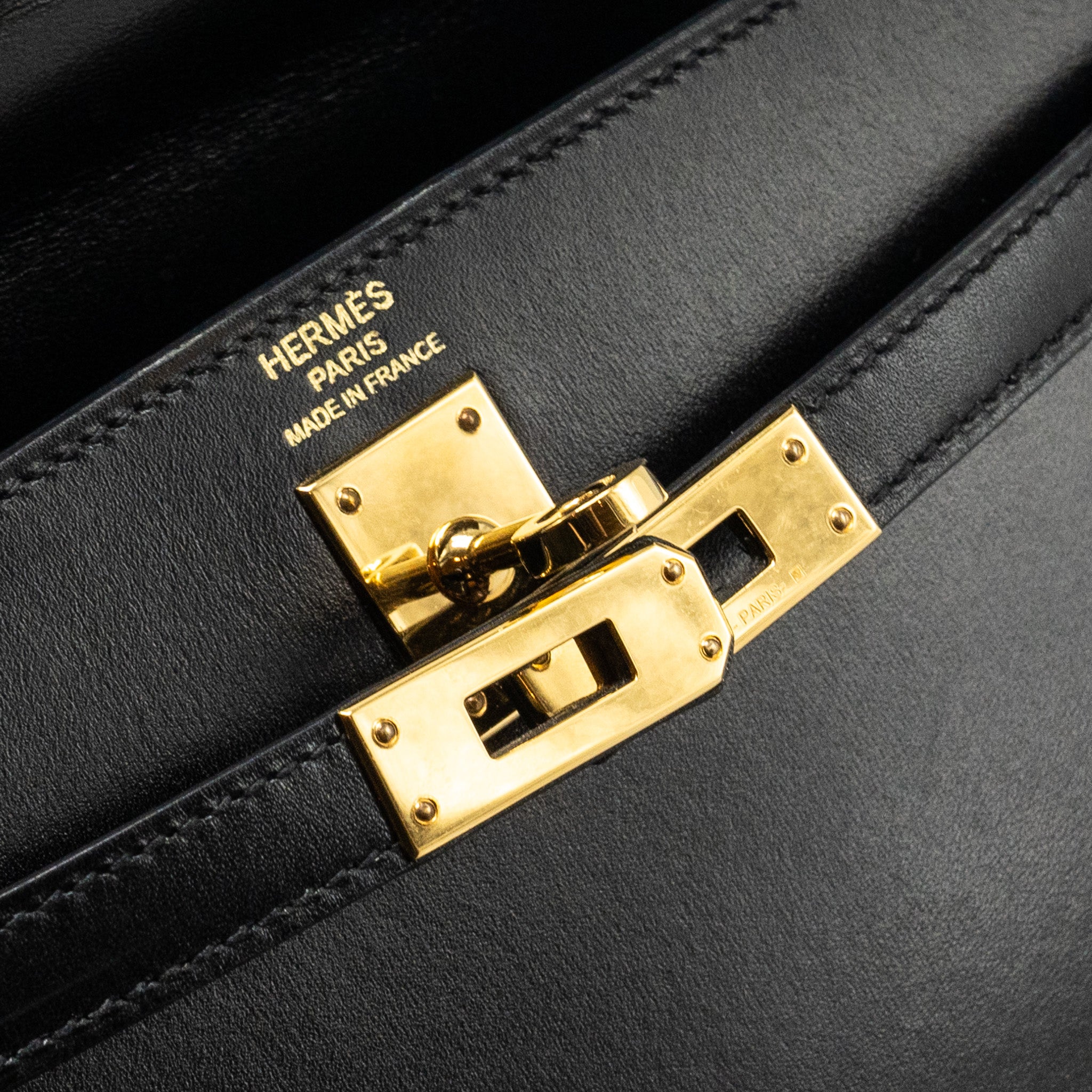 Hermes Kelly 25 Box Black GHW Stamp D - Image 19