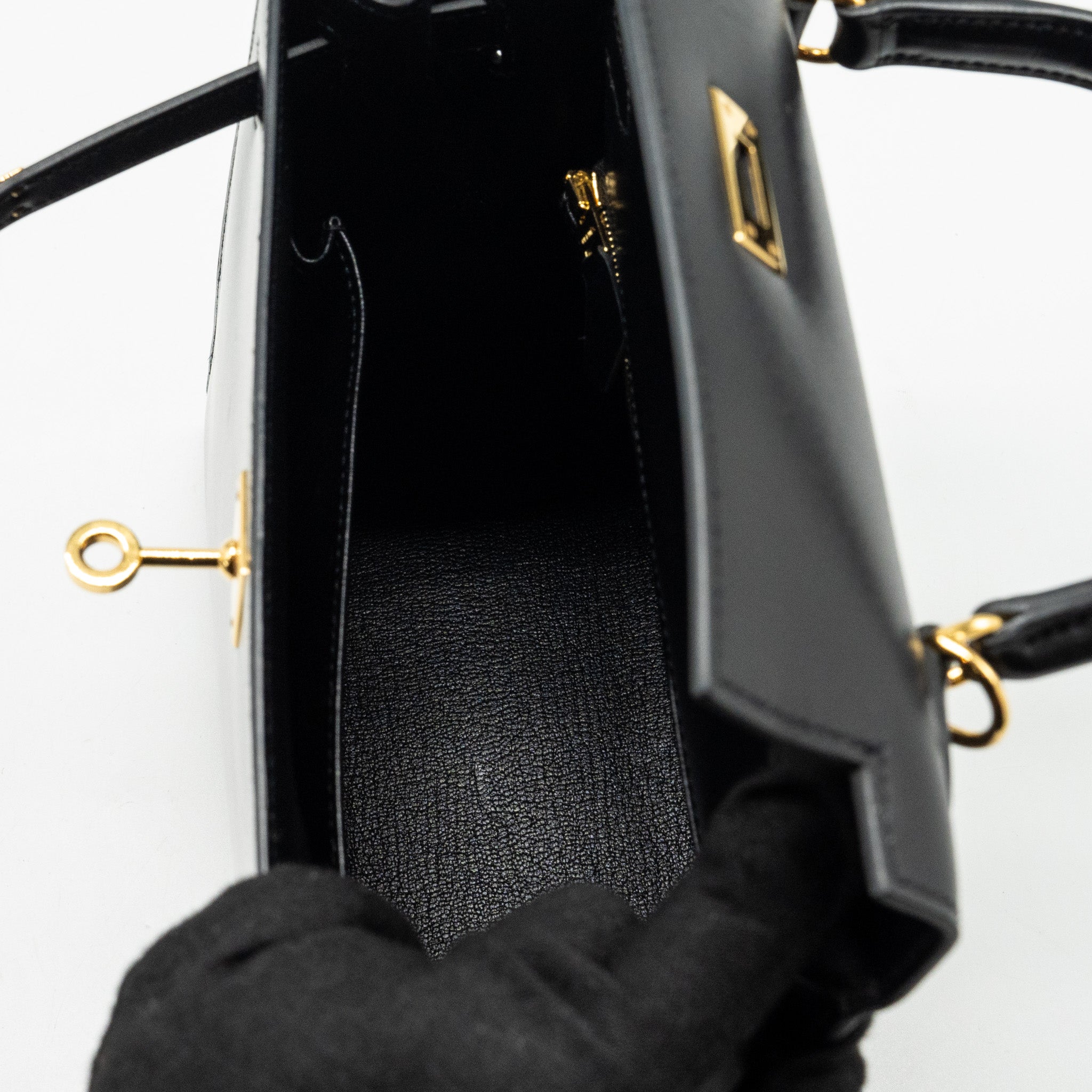 Hermes Kelly 25 Box Black GHW Stamp D - Image 22
