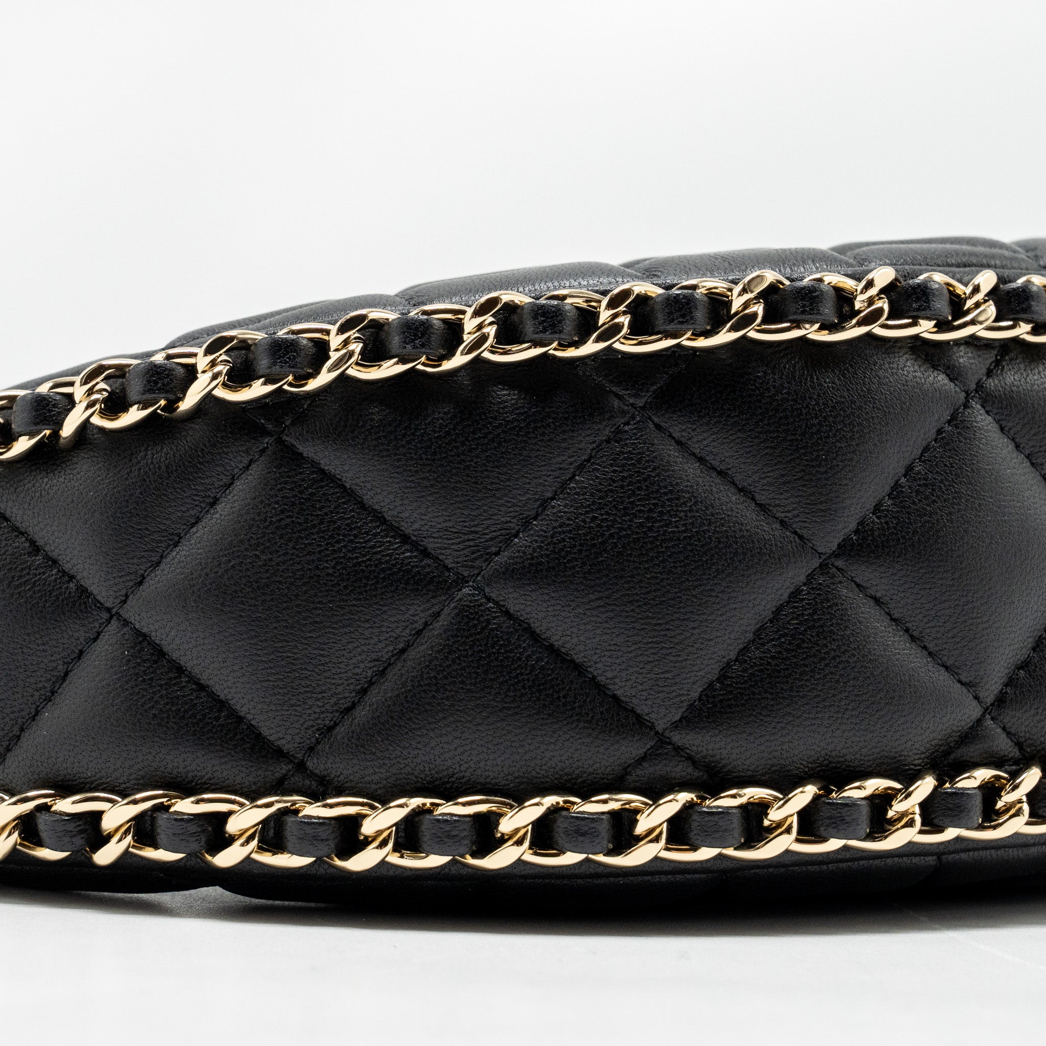 Chanel Small moon Hobo Bag Lambskin Black LGHW (Microchip) - Image 6