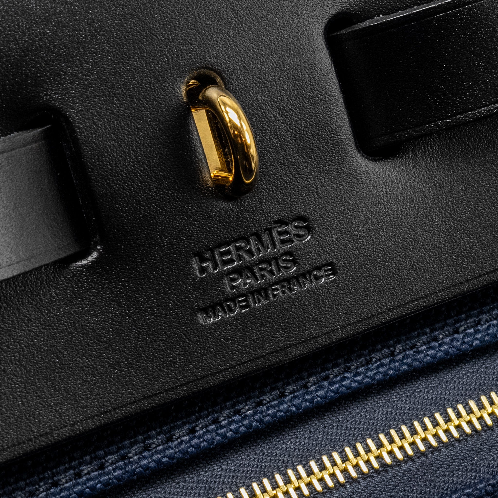 Hermes Herbag 31 zip bag canvas / Leather blue marine / black GHW stamp U - Image 12