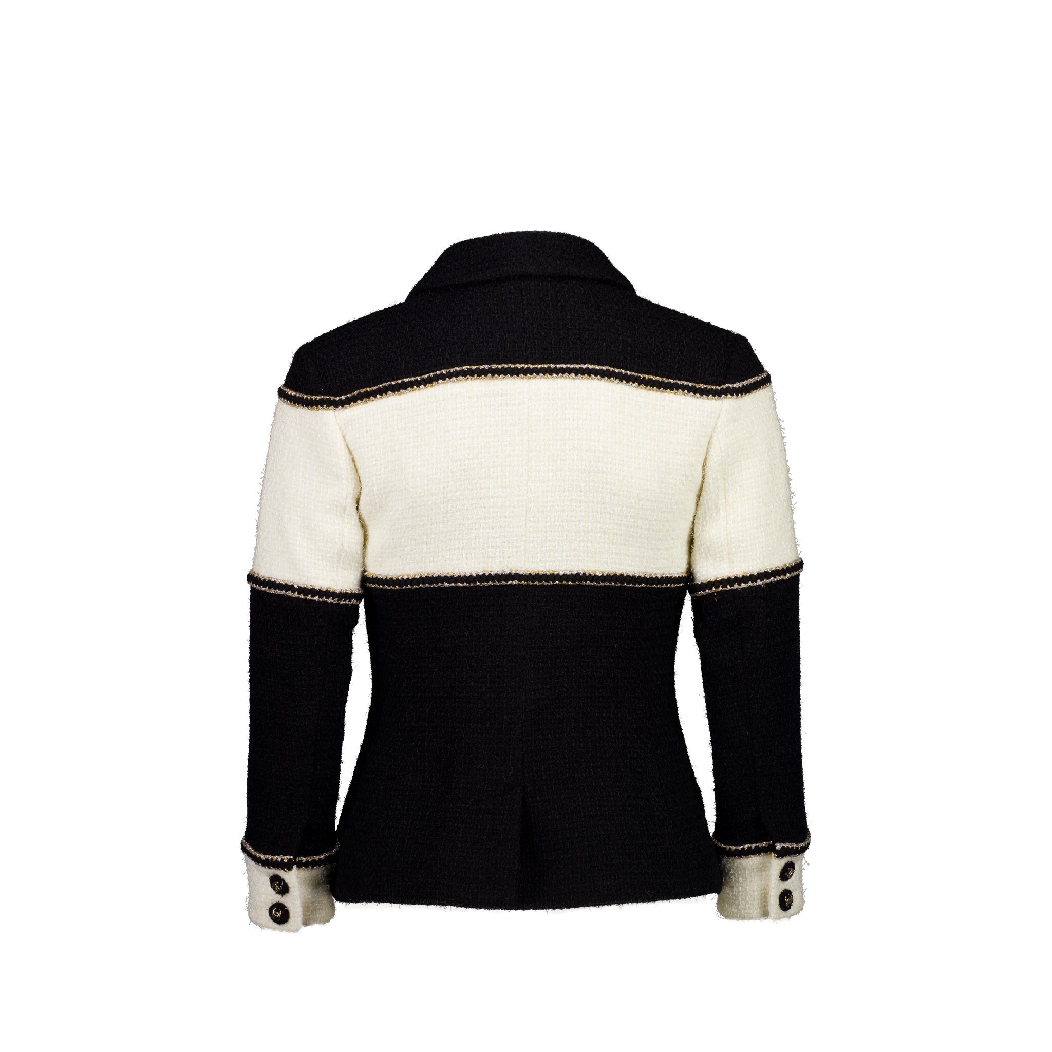 Chanel Size 34 CC-buttons Tweed Jacket Black/White/Gold/Silver - Image 2
