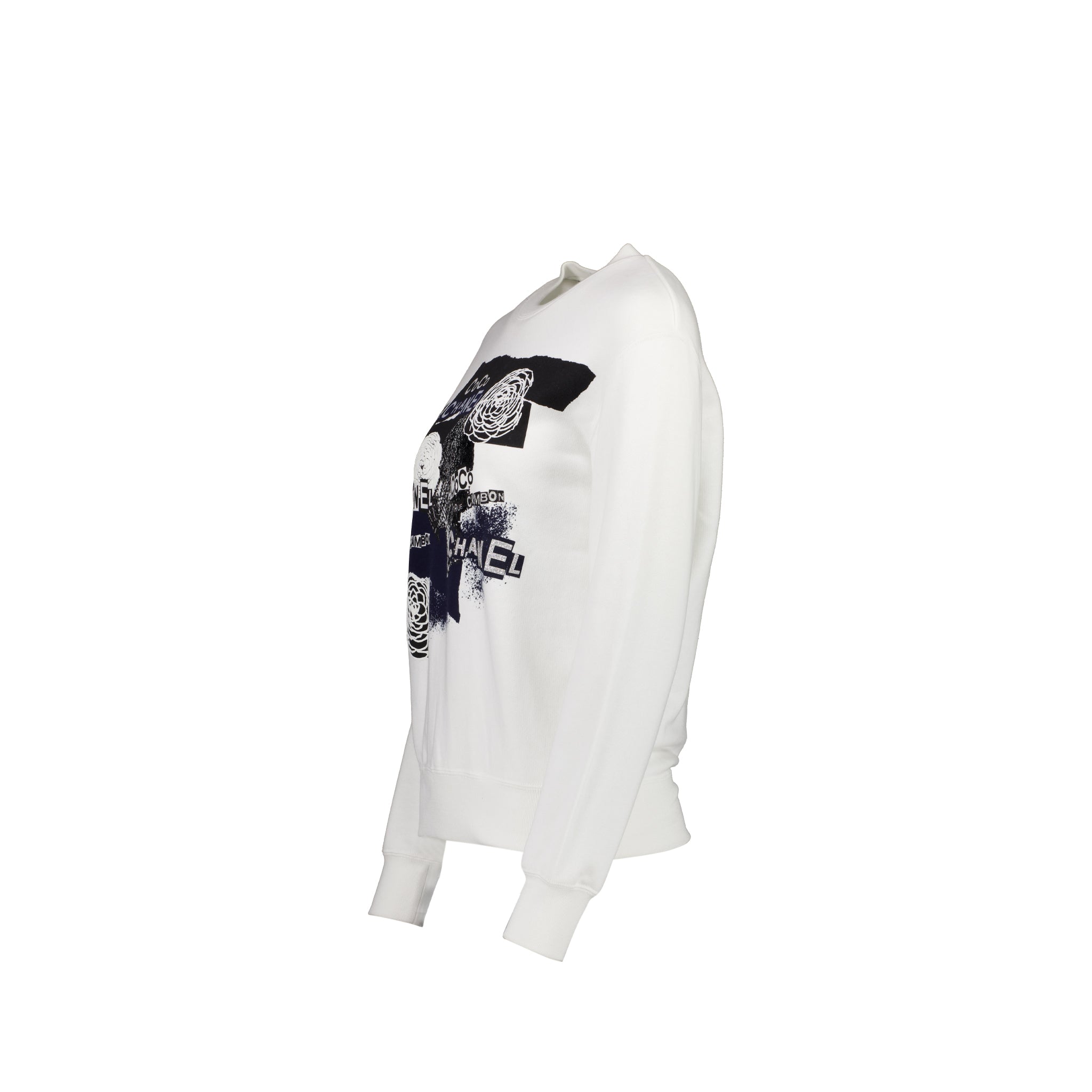 Chanel Size XS Coco Chanel Graffiti Sweatshirt White/Black - Image 3