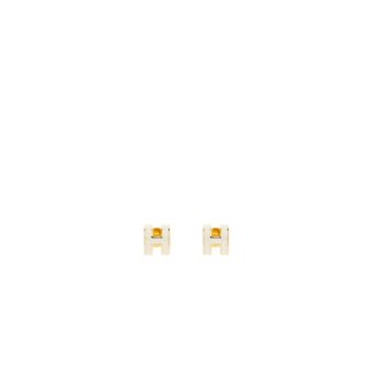Hermes Mini Pop H Earrings Blanc GHW